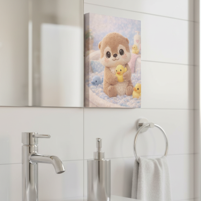 Woodland Otter Canvas — Nursery Woodland Animal Wall Art