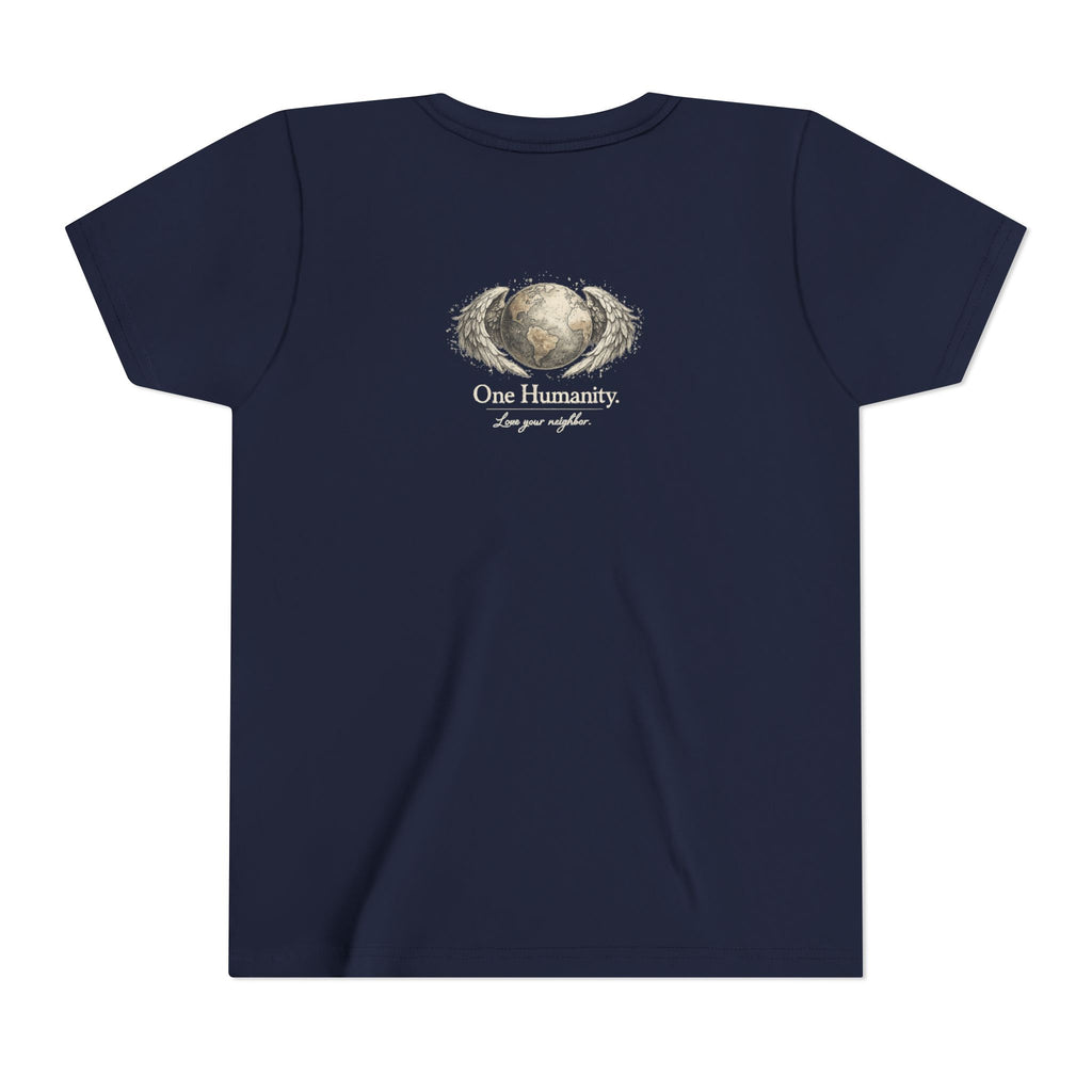 Youth “Quiet Kindness Changes Everything” Tee – Kids Inspirational T-Shirt with Earth & Friends Graphic