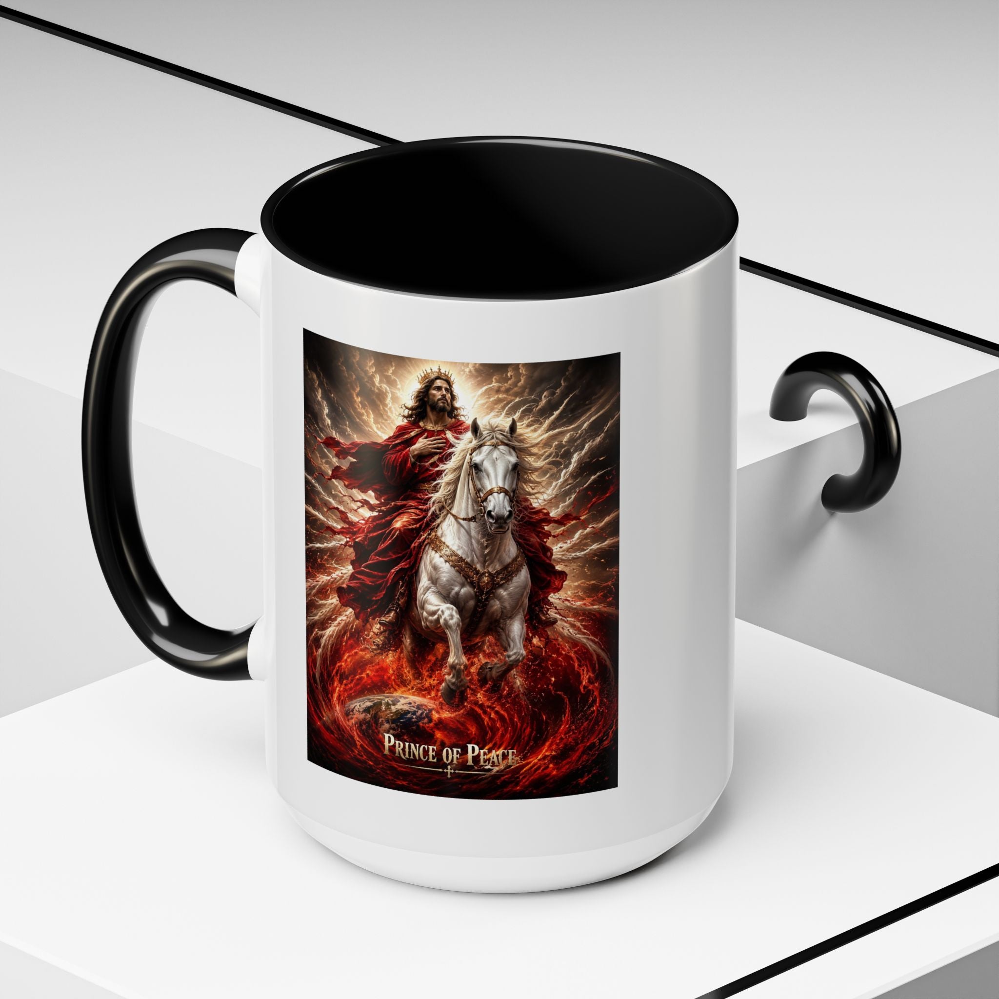 Prince of Peace Coffee Mug | Christian Jesus Rider Accent Mug | Inspirational Faith Gift