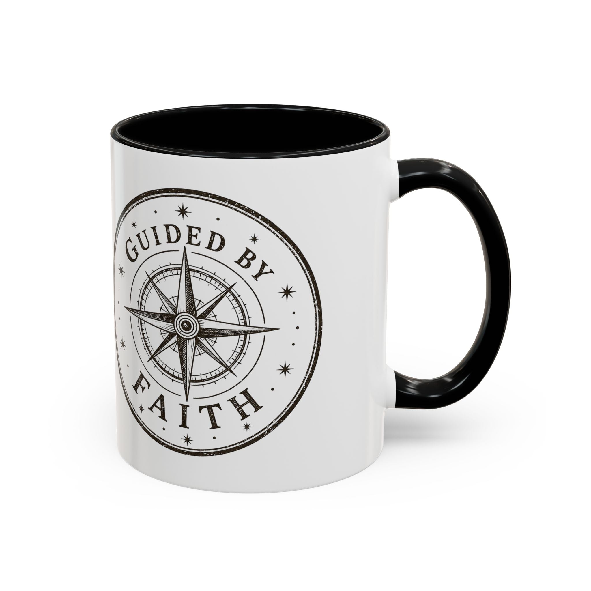 Guided by Faith Compass Coffee Mug | Inspirational Christian Accent Mug | Faith Freedom Creations