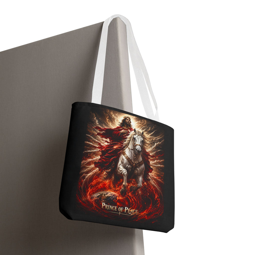 Prince of Peace Tote Bag | Jesus Riding White Horse Christian Tote | Inspirational Faith Carryall