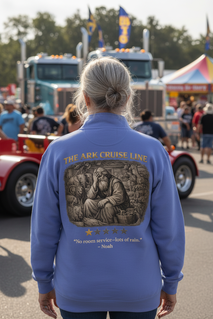 Noah – Quarter-Zip Sweatshirt | “No Room Service — Lots of Rain” Review – Five-Star Faith Series