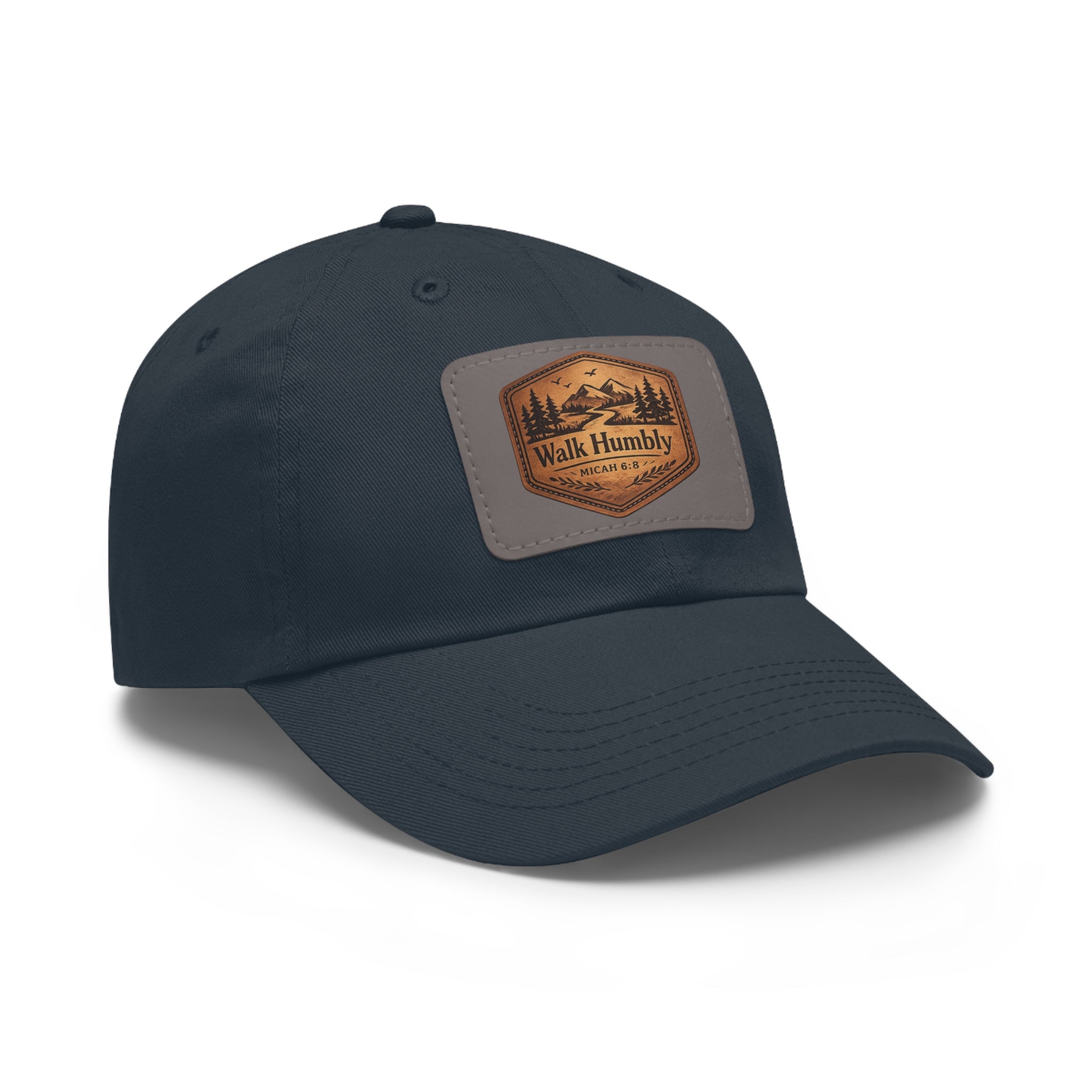 Walk Humbly Leather Patch Dad Hat | Micah 6:8 Christian Outdoor Cap | Faith Freedom Creations