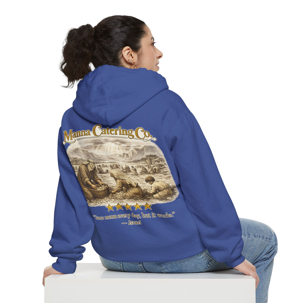 Manna Catering Co. – Hoodie | “Manna Review” Vintage Graphic – Five-Star Faith Series