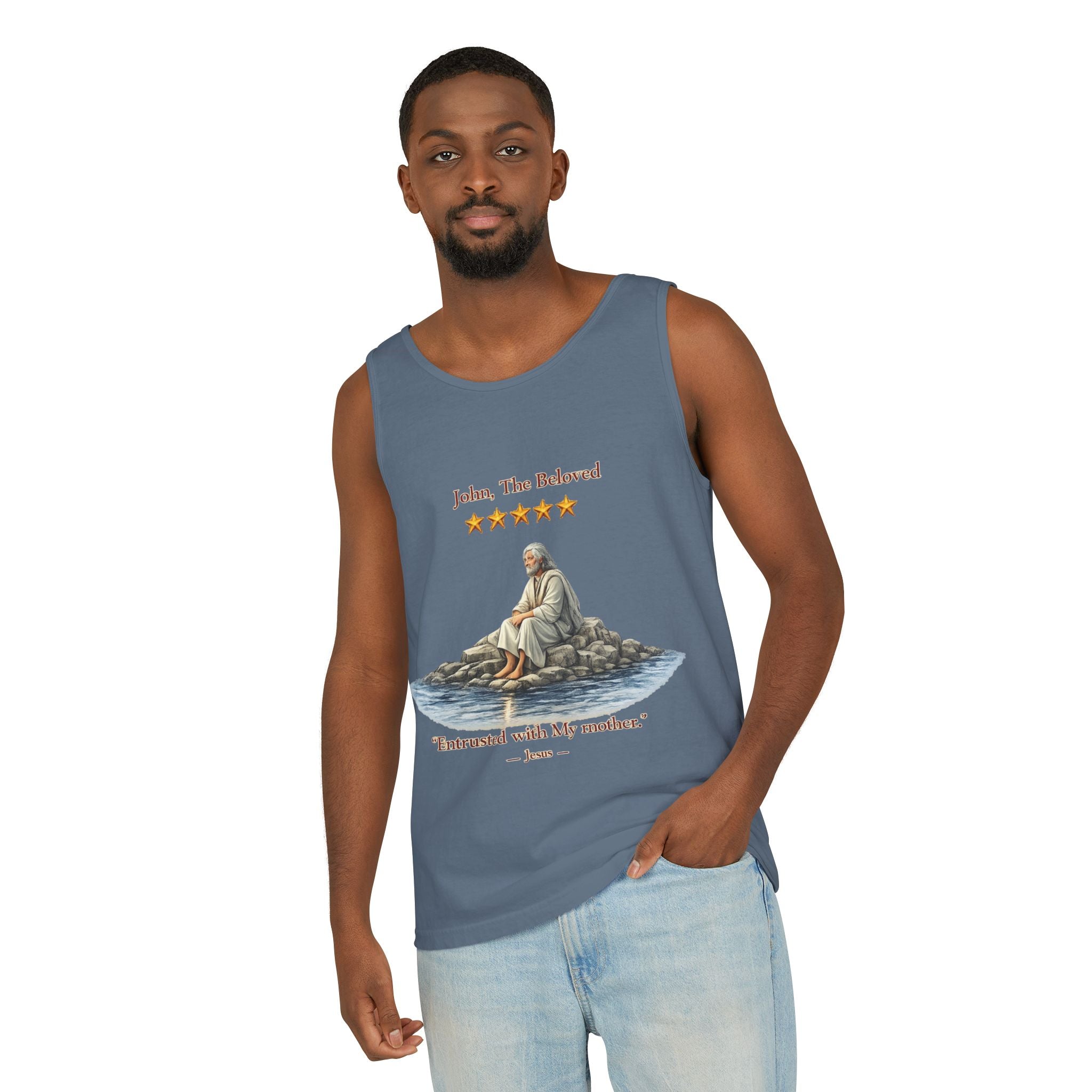 "John, the Beloved Review" Tank Top — "Entrusted with My Mother" Christian Faith Graphic Tank-⭐ Five-Star Faith Series⭐