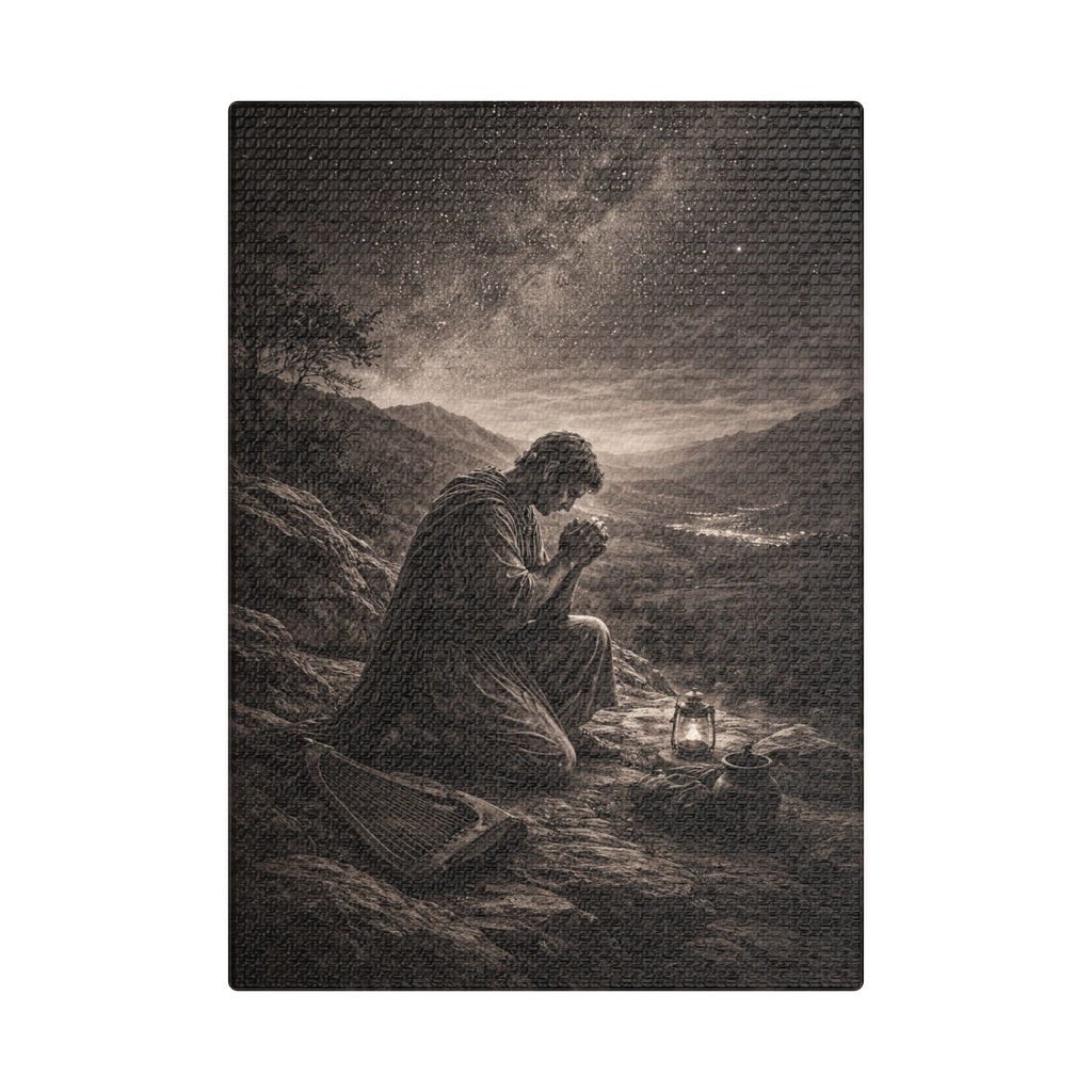 David Prays at Dusk Canvas — Biblical Wall Art | Christian Scripture Canvas