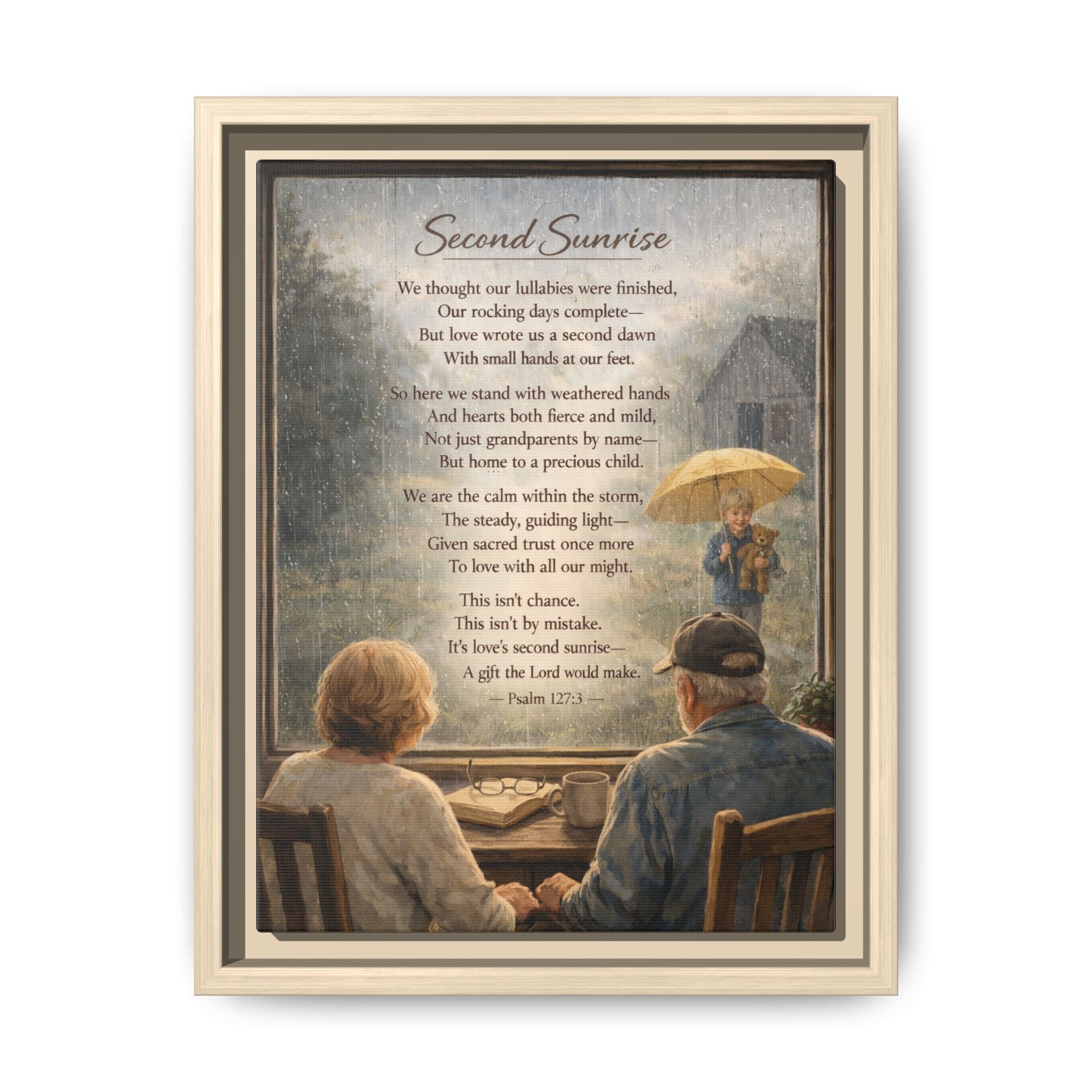 Second Sunrise Framed Canvas Wall Art | Personalized Grandparents Poem | Faith & Family Keepsake