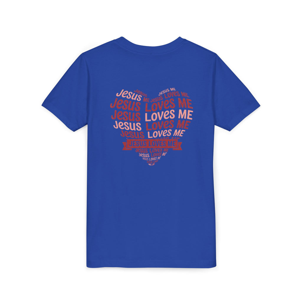 Jesus Loves Me Youth T-Shirt – Heart Word Cloud Christian Kids Tee | Faith Inspired Youth Shirt