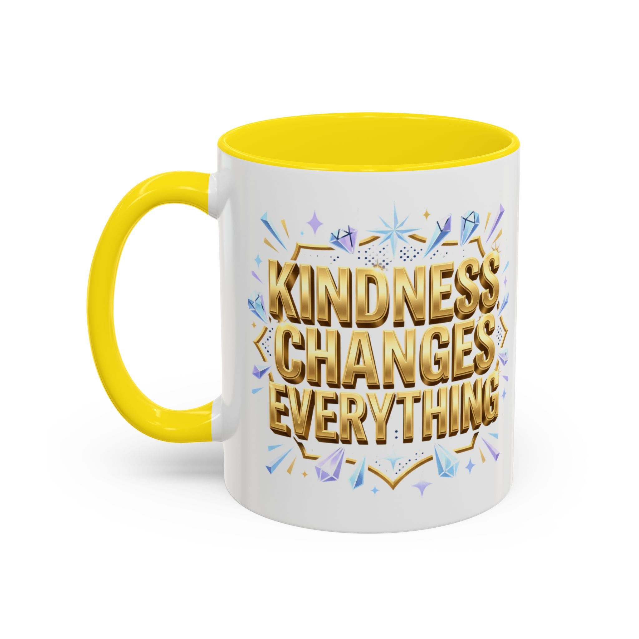 Gold-Kindness Changes Everything Coffee Mug | Inspirational Gold Script Mug | Faith Freedom Creations