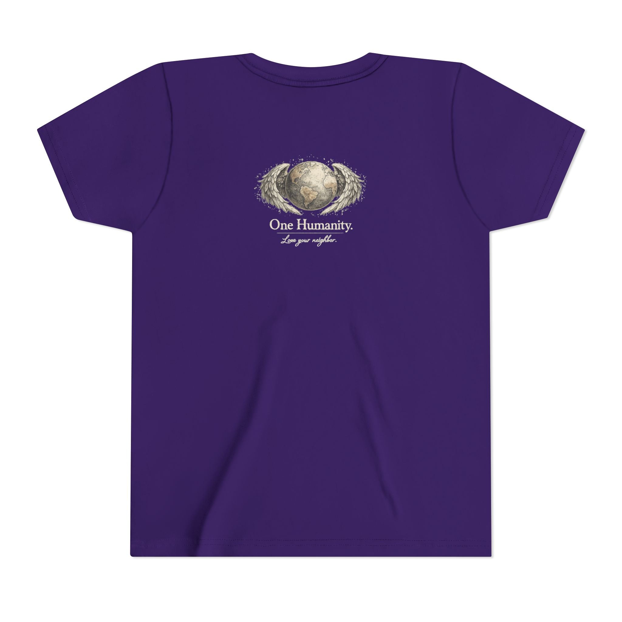 Youth “Quiet Kindness Changes Everything” Tee – Kids Inspirational T-Shirt with Earth & Friends Graphic