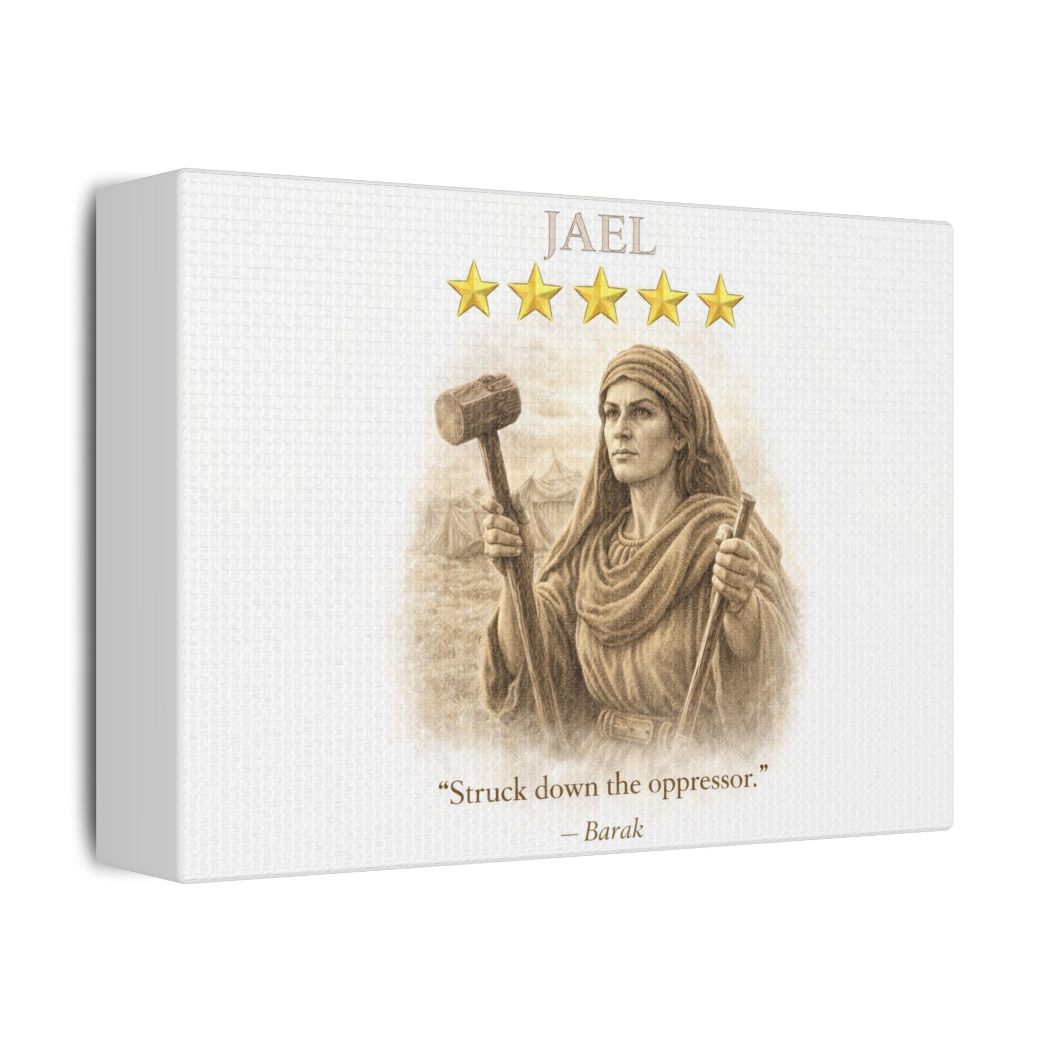 Jael Biblical Heroine Canvas — 'Struck Down the Oppressor' Scripture Wall Art