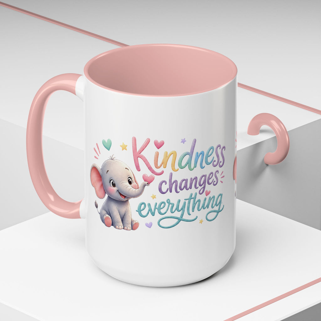 Kindness Changes Everything Elephant Mug | Inspirational Coffee Mug | Cute Elephant Accent Cup