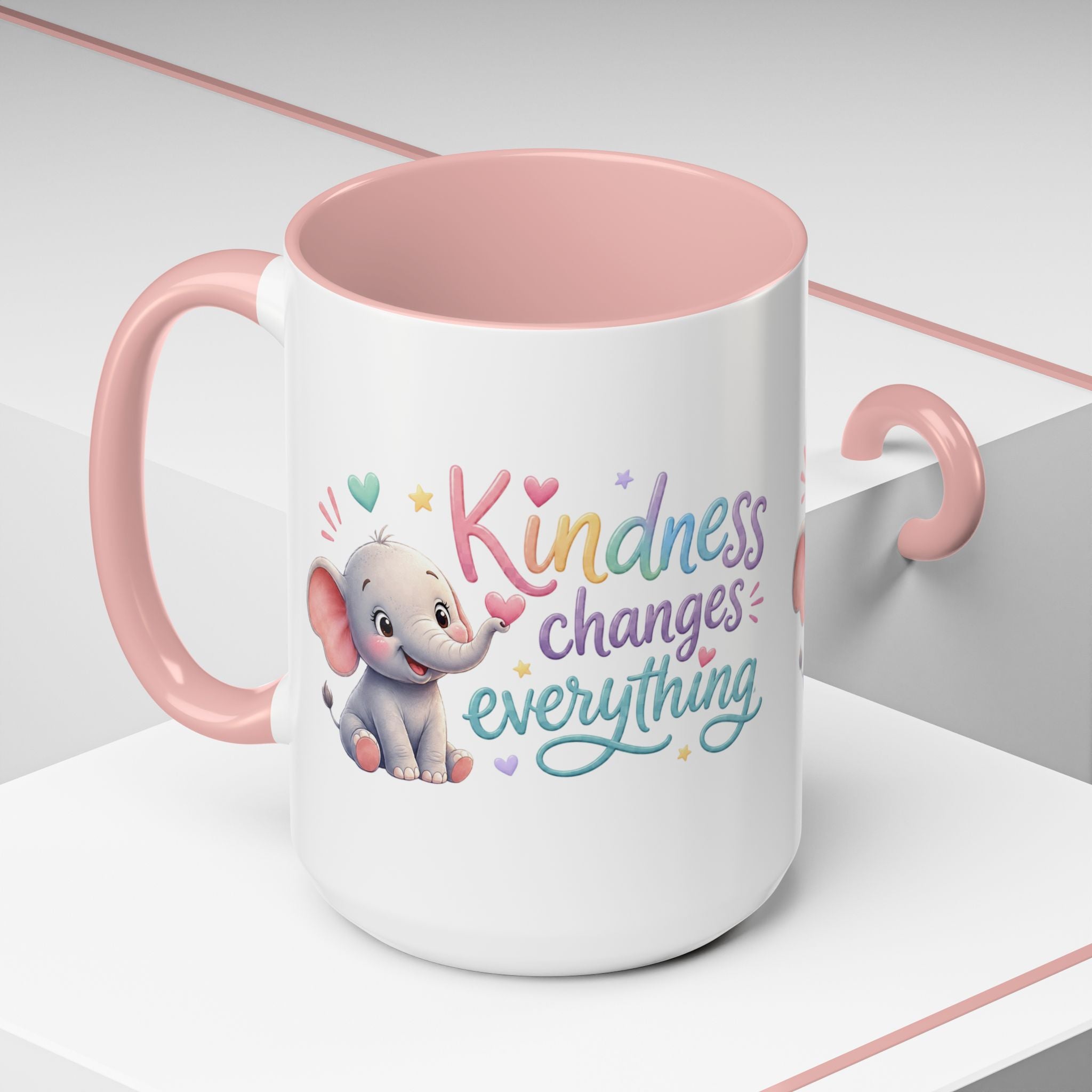 Kindness Changes Everything Elephant Mug | Inspirational Coffee Mug | Cute Elephant Accent Cup