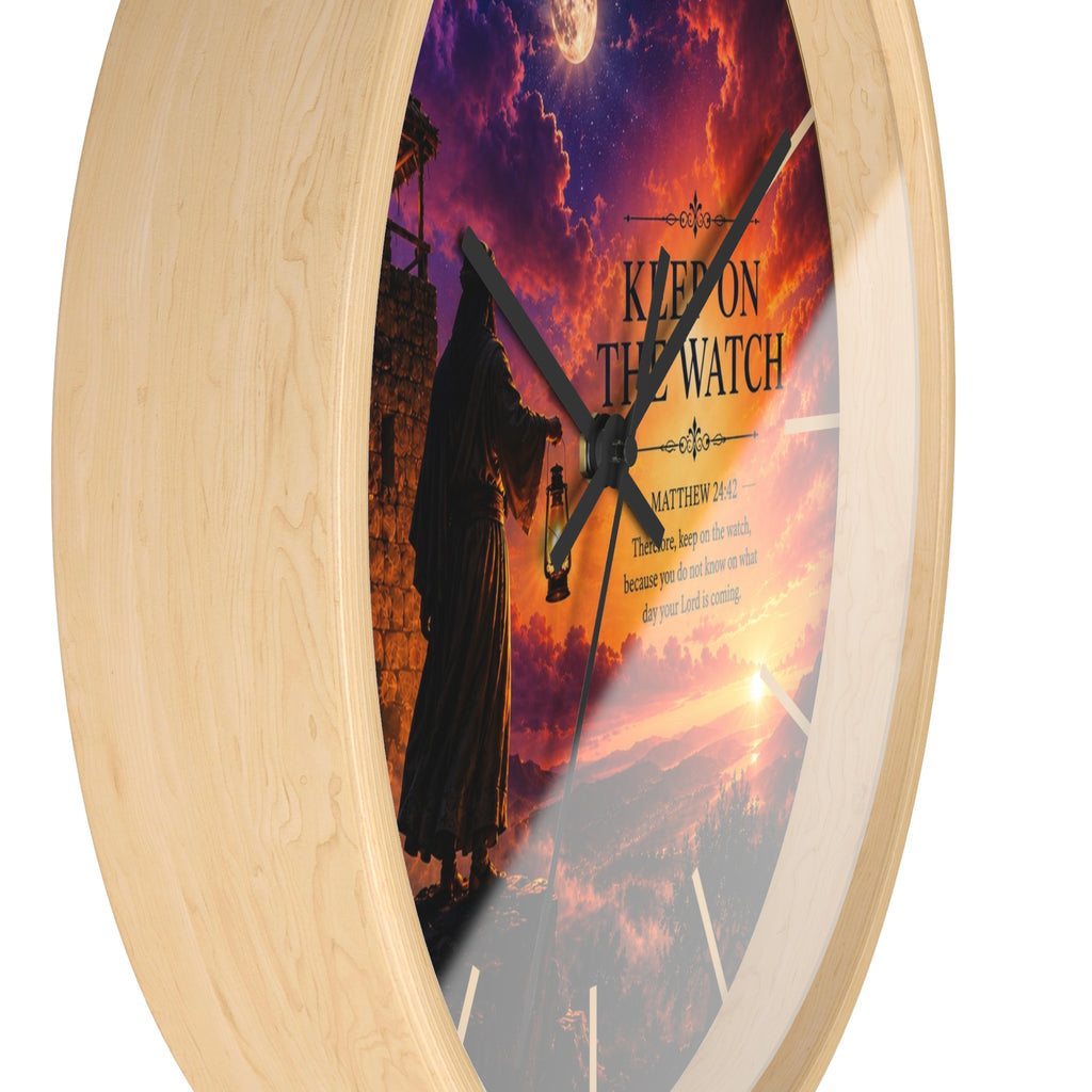 Keep On The Watch Wall Clock | Matthew 24:42 Christian Scripture Clock | Inspirational Faith Decor