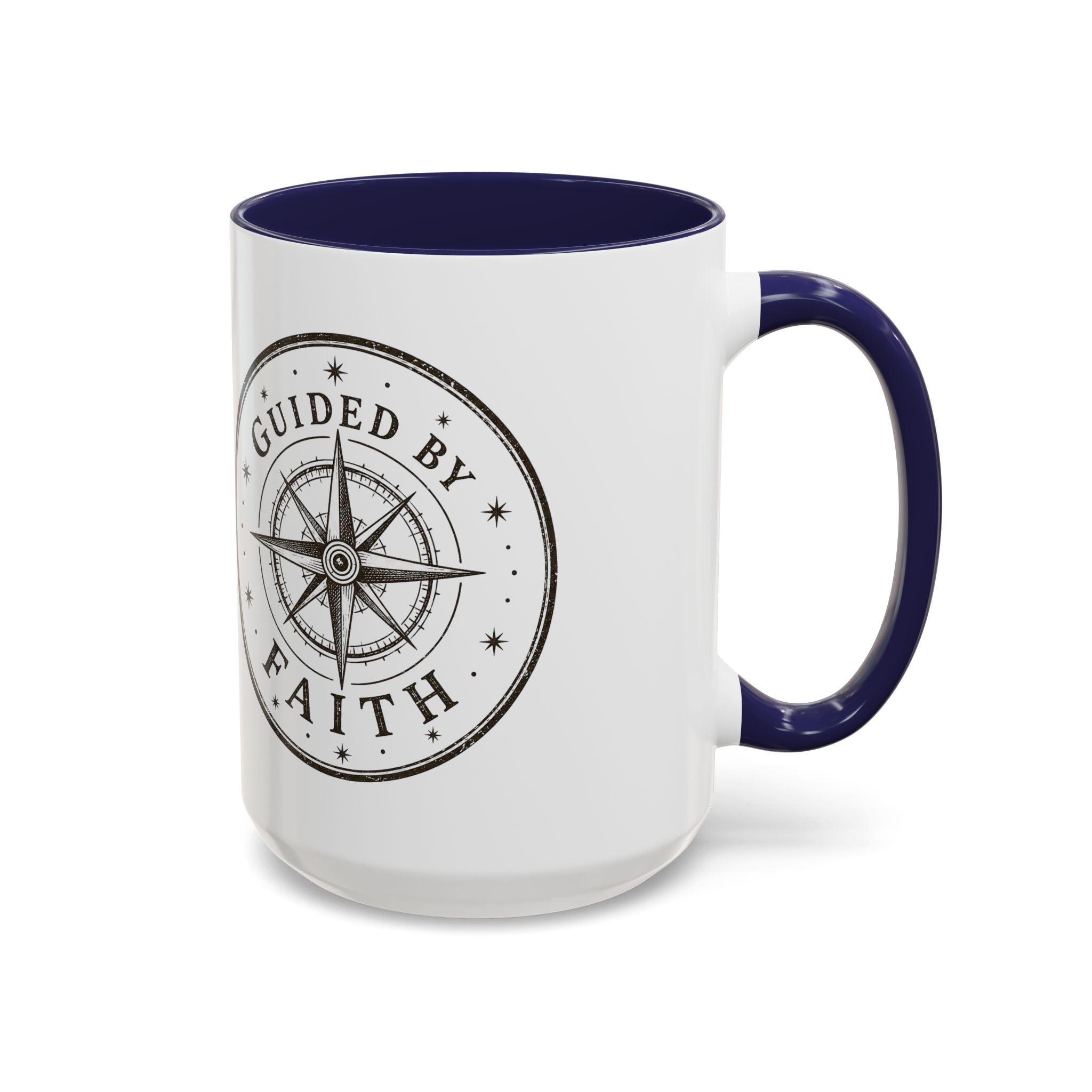 Guided by Faith Compass Coffee Mug | Inspirational Christian Accent Mug | Faith Freedom Creations