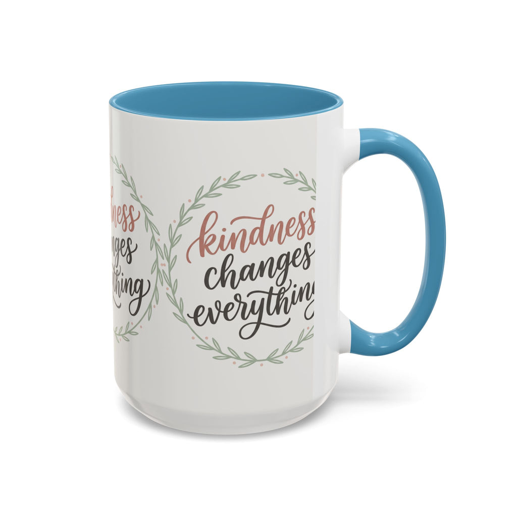 Kindness Changes Everything Accent Coffee Mug | Inspirational Ceramic Mug | Faith Freedom Creations