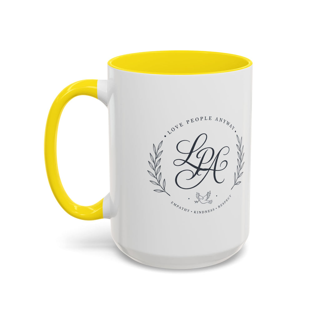 Love People Anyway Monogram Coffee Mug | Personalized Initial Crest Mug | Inspirational Gift