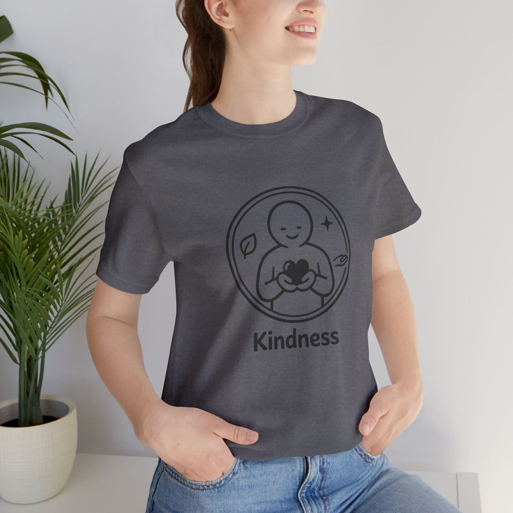 Kindness Minimalist T-Shirt | Inspirational Heart Emblem Tee | Soft Everyday Graphic Shirt