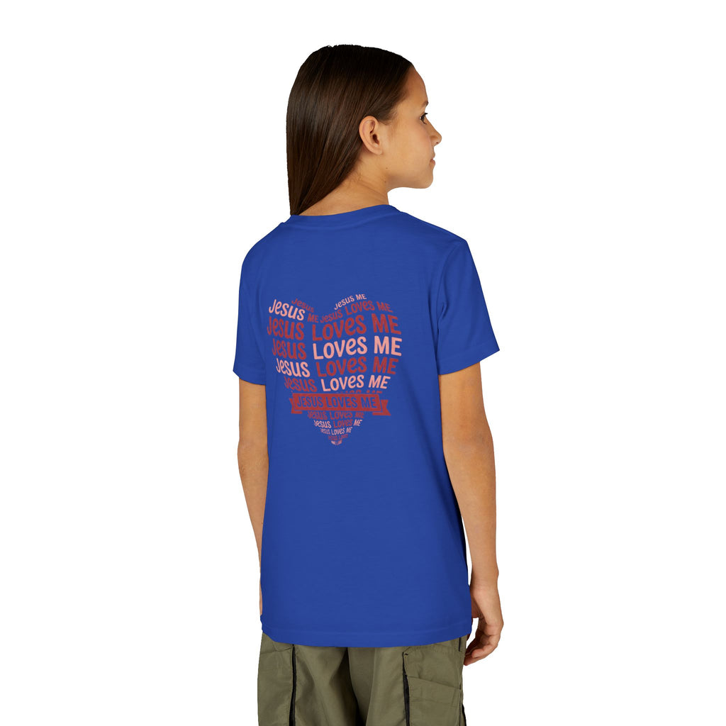 Jesus Loves Me Youth T-Shirt – Heart Word Cloud Christian Kids Tee | Faith Inspired Youth Shirt
