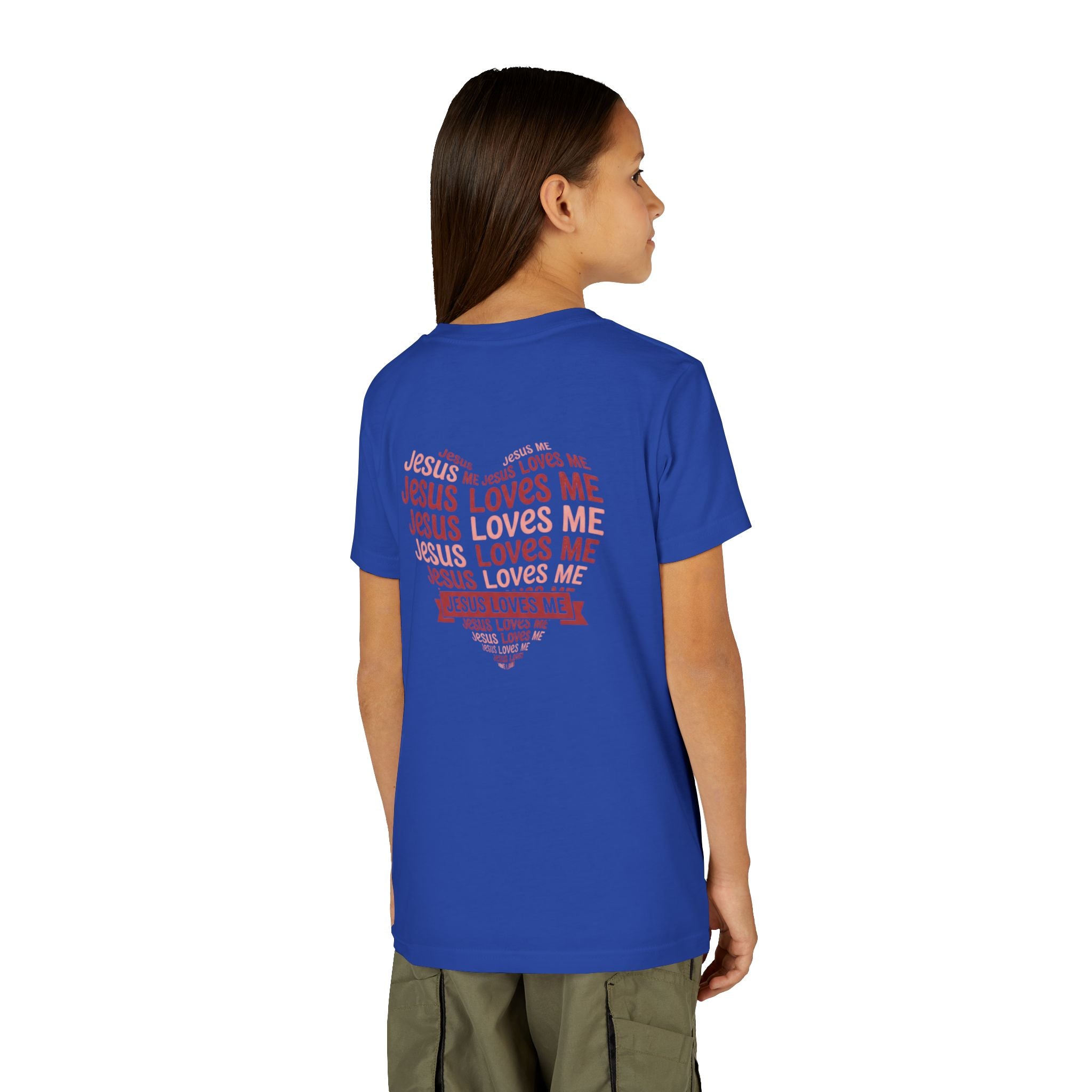 Jesus Loves Me Youth T-Shirt – Heart Word Cloud Christian Kids Tee | Faith Inspired Youth Shirt