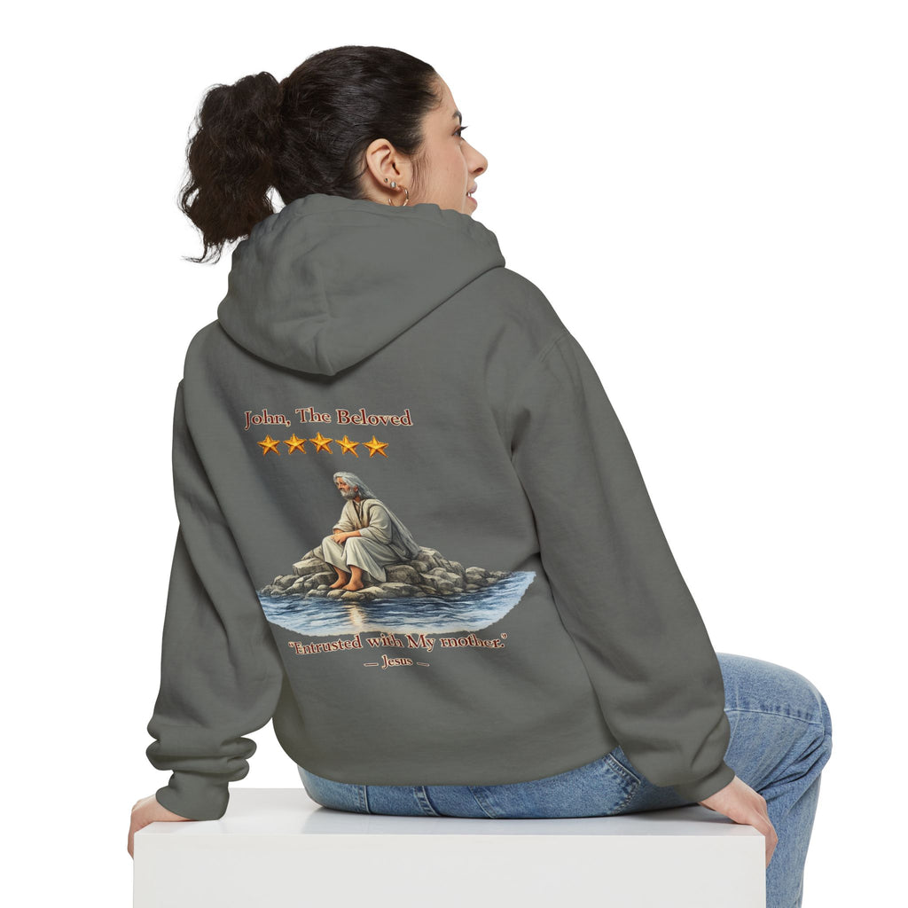 "John The Beloved Review, by Jesus"Hoodie — Illustrated Religious Graphic Pullover-⭐ Five-Star Faith Series⭐