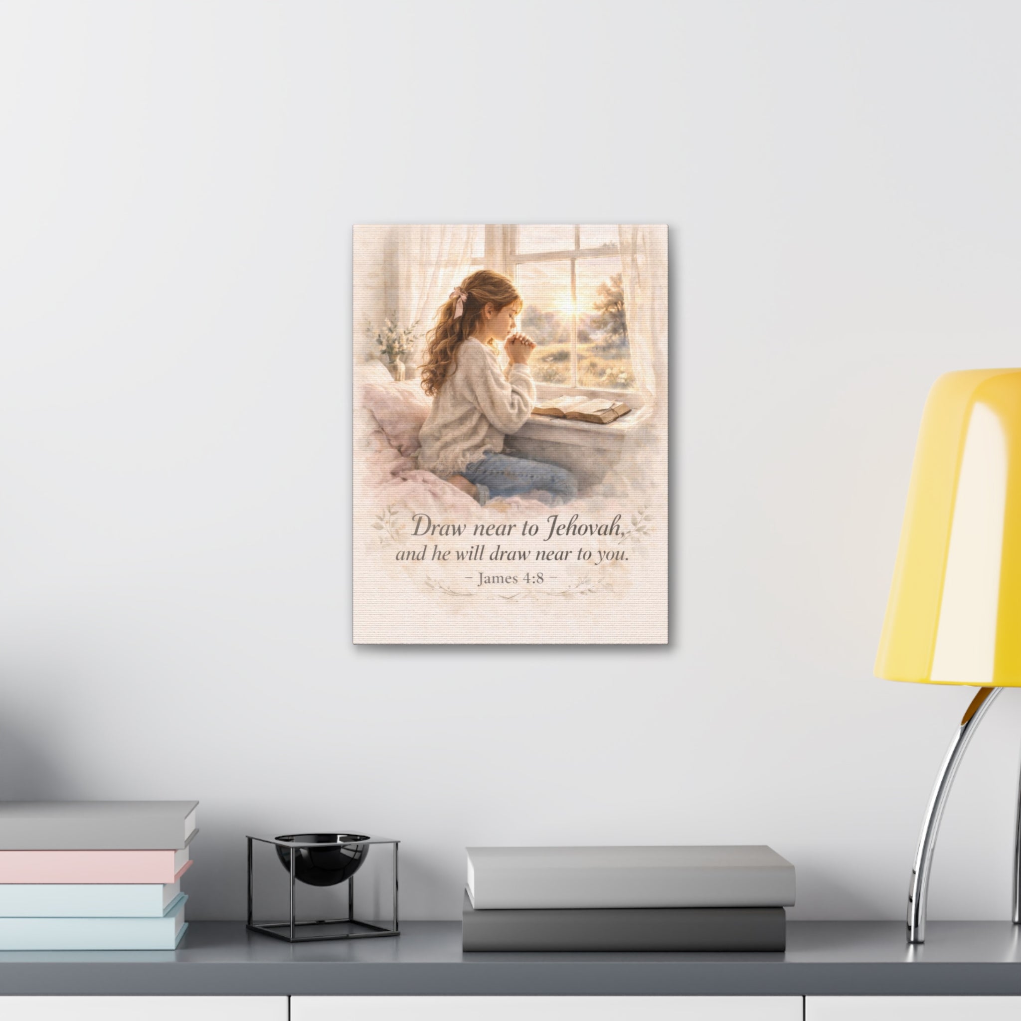 Draw Near to God Canvas Print – Christian Prayer Wall Art | James 4:8 Scripture