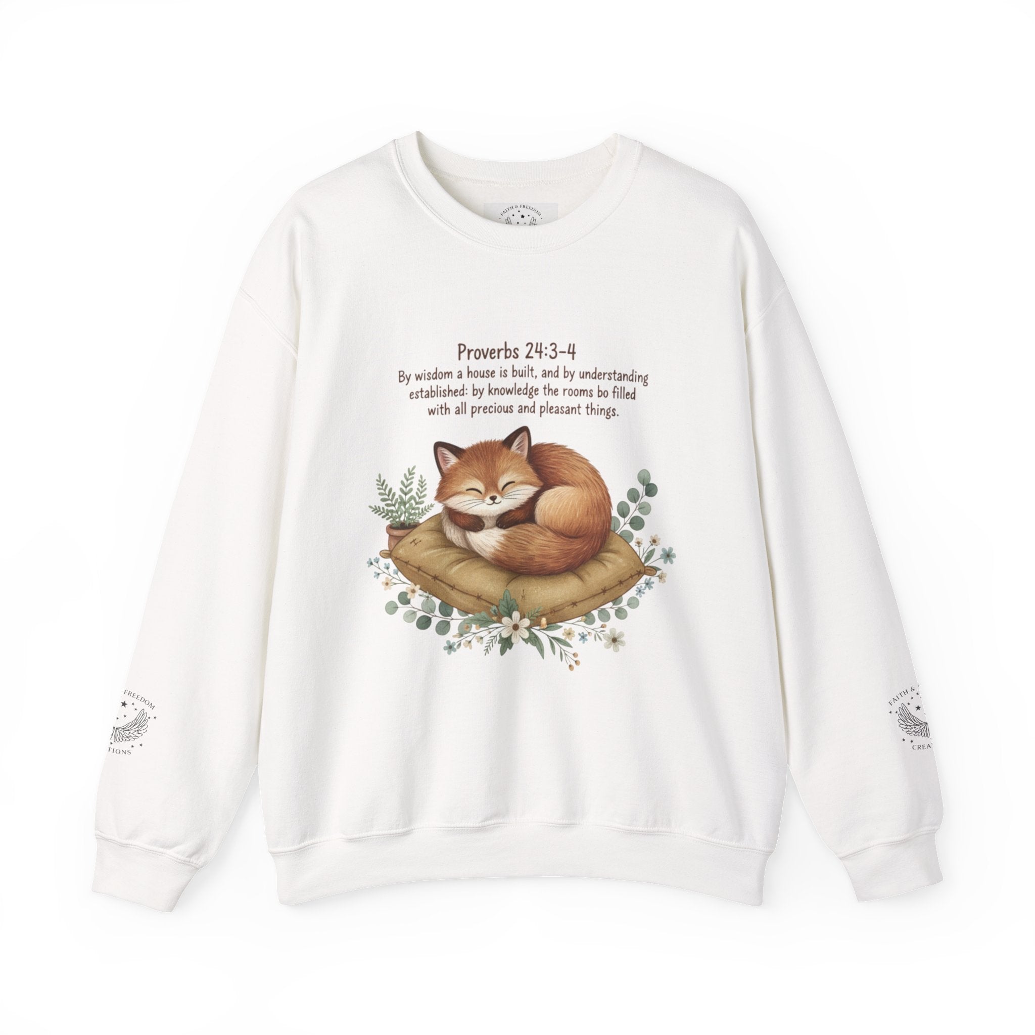 Cozy Fox Crewneck Sweatshirt - Woodland Animal Art with scripture |