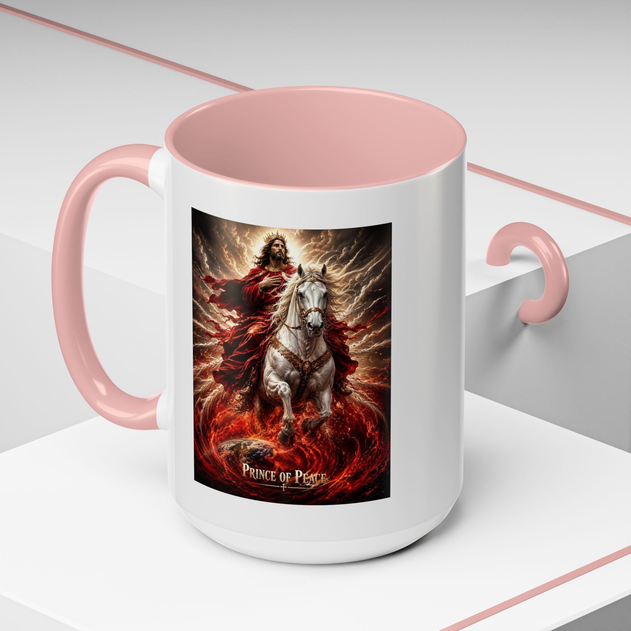 Prince of Peace Coffee Mug | Christian Jesus Rider Accent Mug | Inspirational Faith Gift