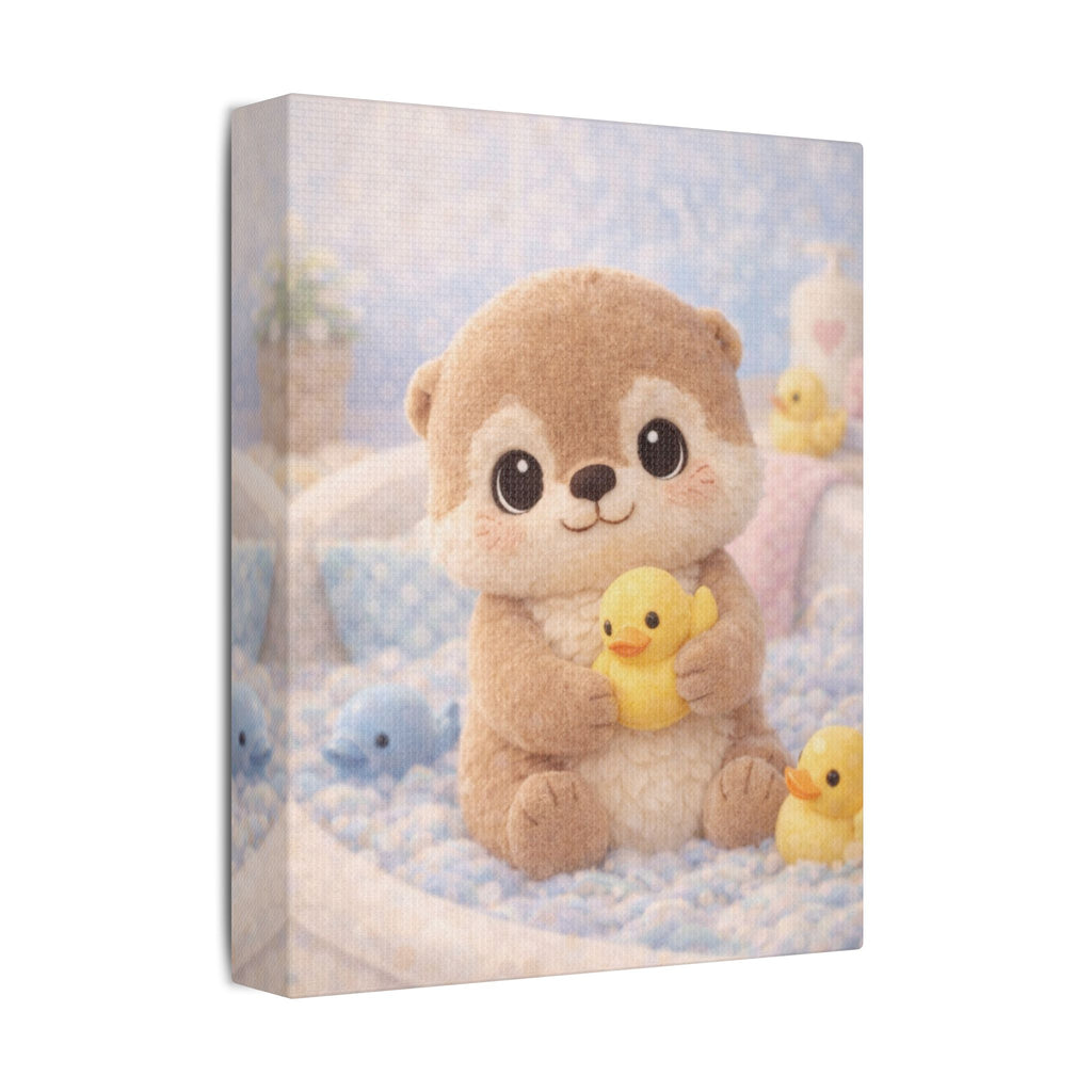Woodland Otter Canvas — Nursery Woodland Animal Wall Art