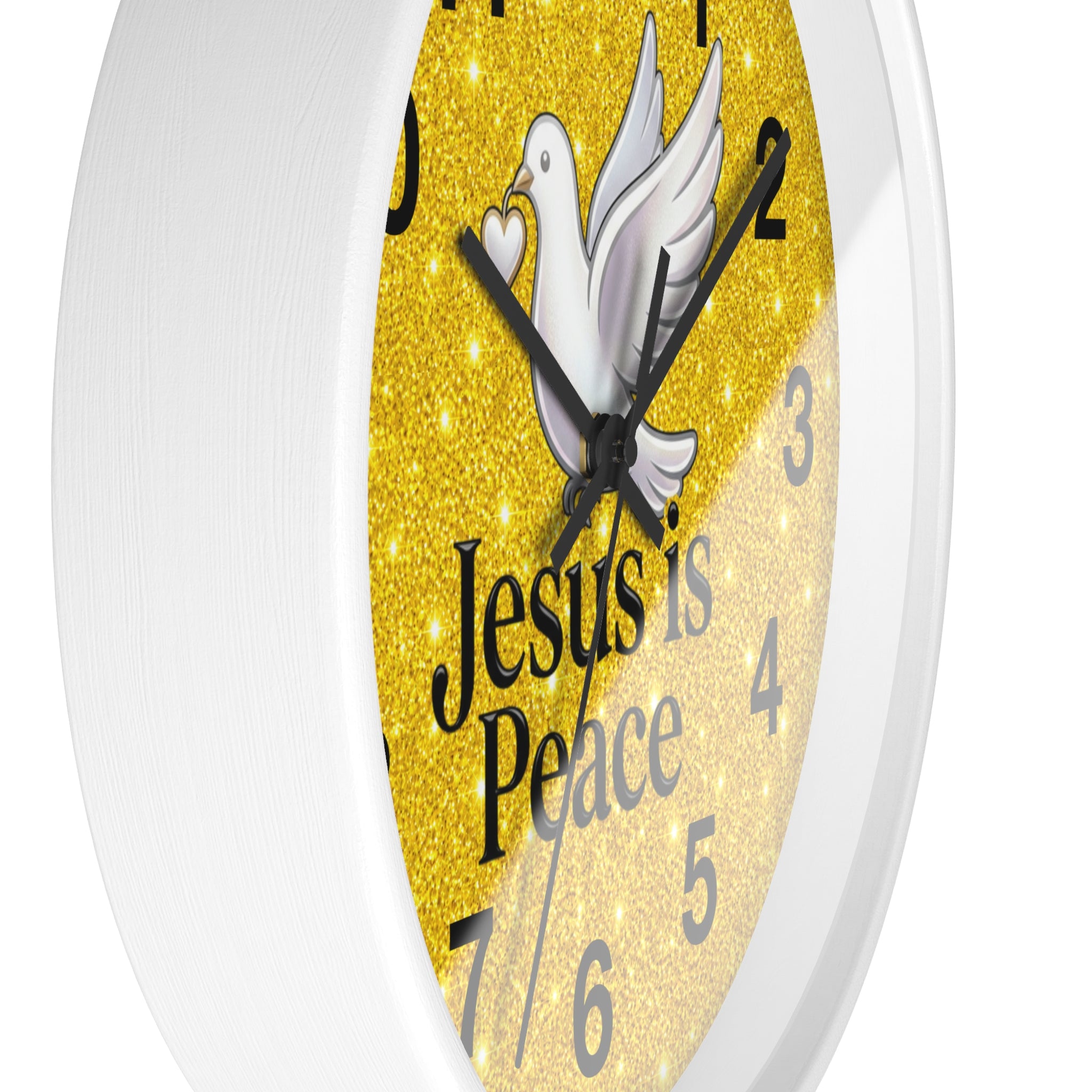 Jesus Is Peace Wall Clock | White Dove Christian Wall Decor | Silent Faith Clock