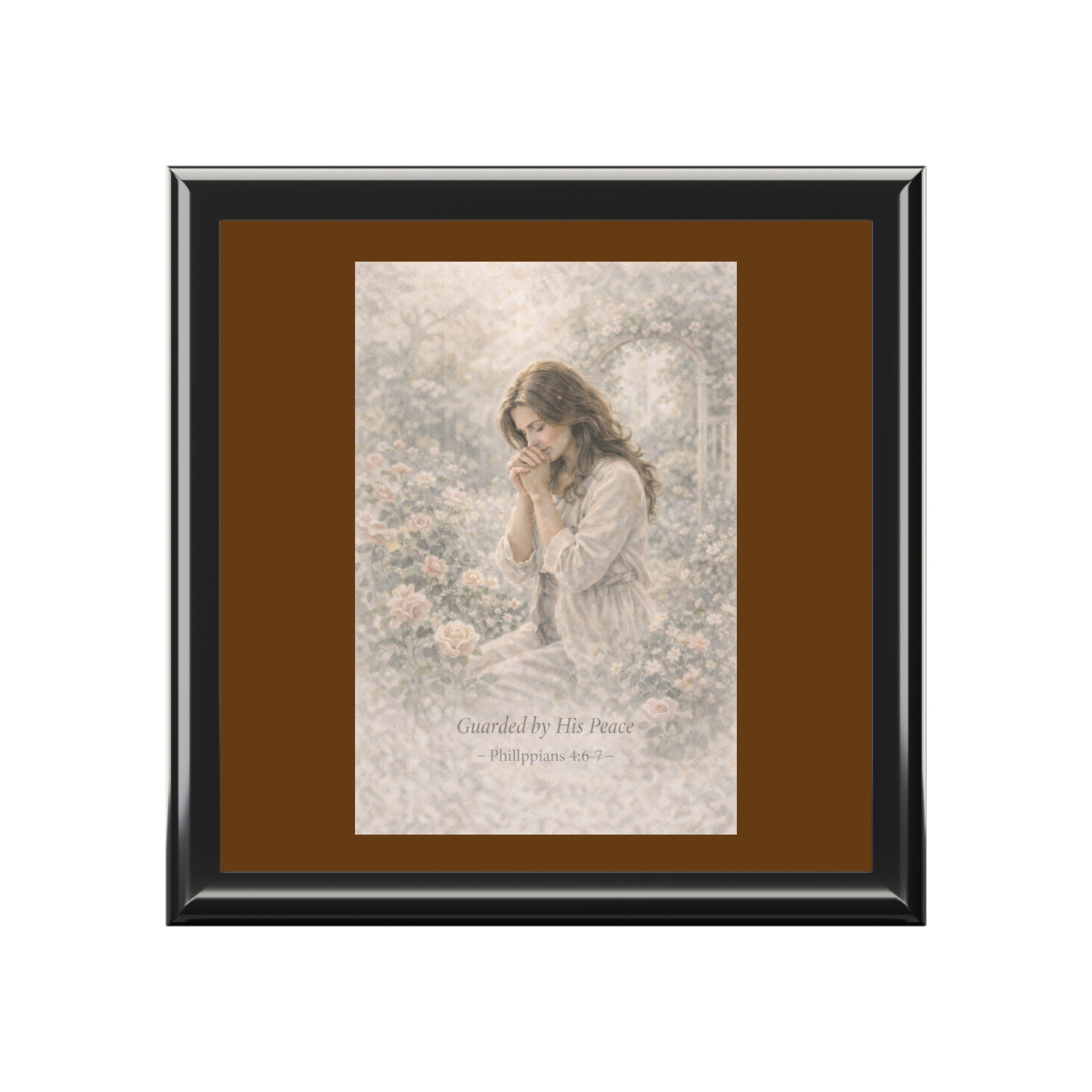 Jewelry Box - 'Guarded by His Peace' Vintage Prayer Girl Keepsake Box