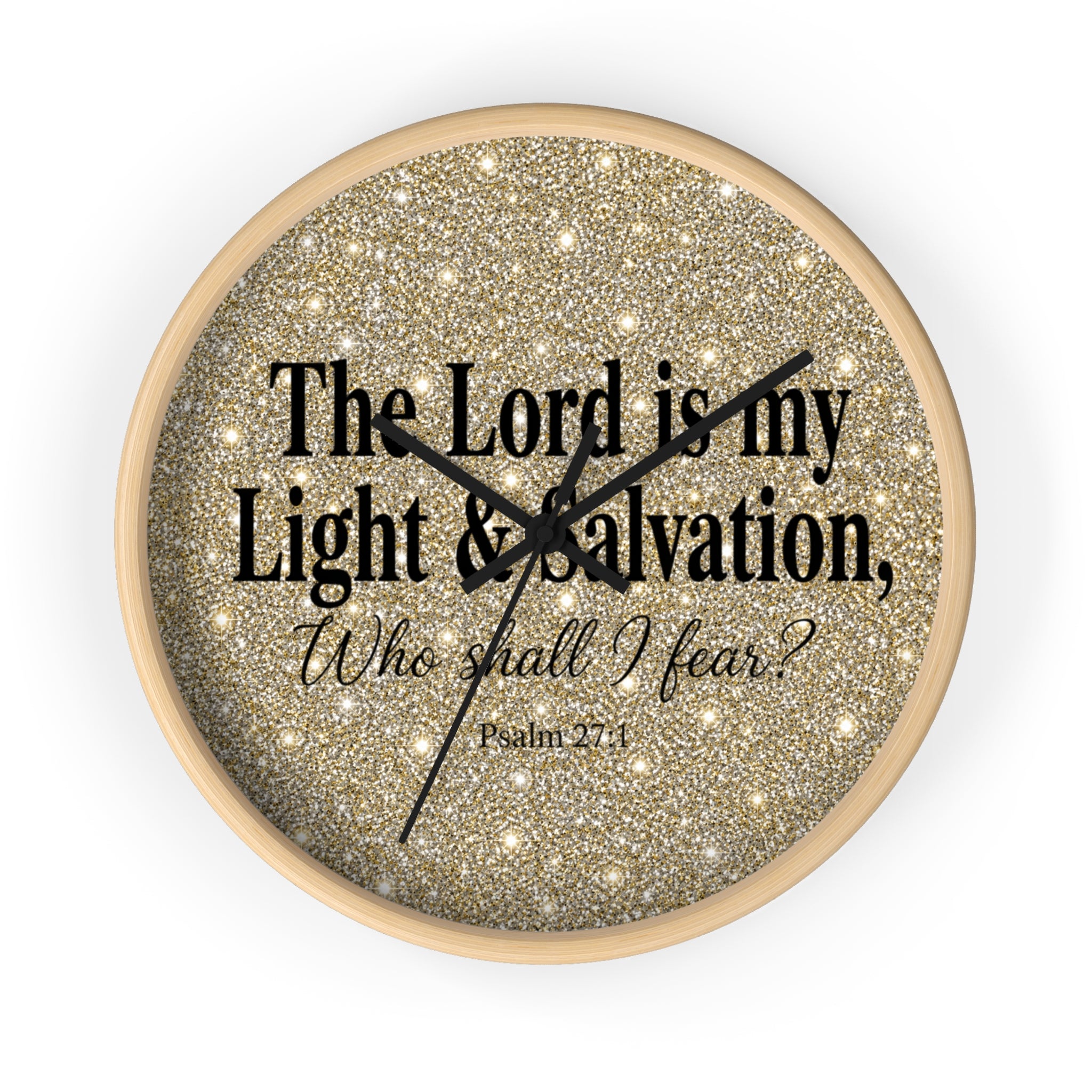 Inspirational Psalm 27:1 Wall Clock — "The Lord is my Light & Salvation" Sparkle Decorative Clock