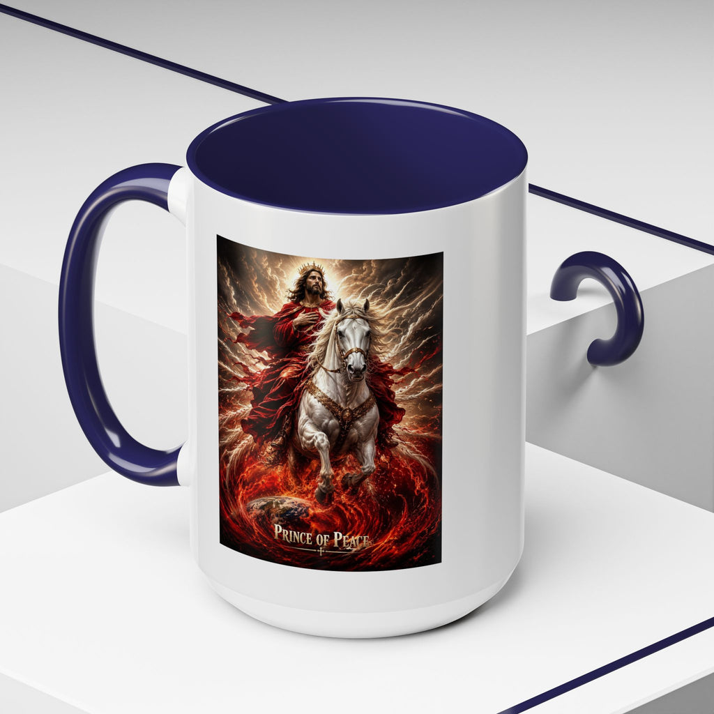 Prince of Peace Coffee Mug | Christian Jesus Rider Accent Mug | Inspirational Faith Gift