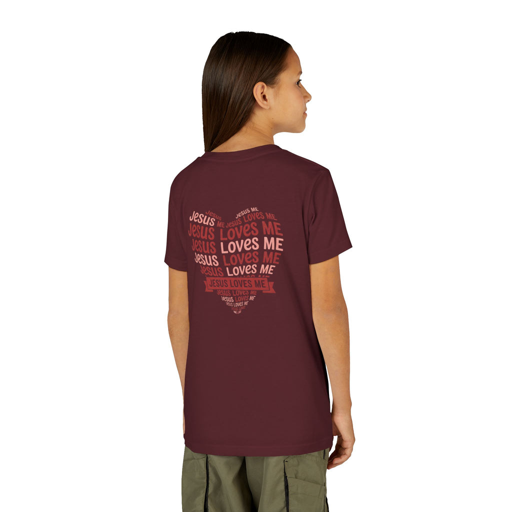 Jesus Loves Me Youth T-Shirt – Heart Word Cloud Christian Kids Tee | Faith Inspired Youth Shirt