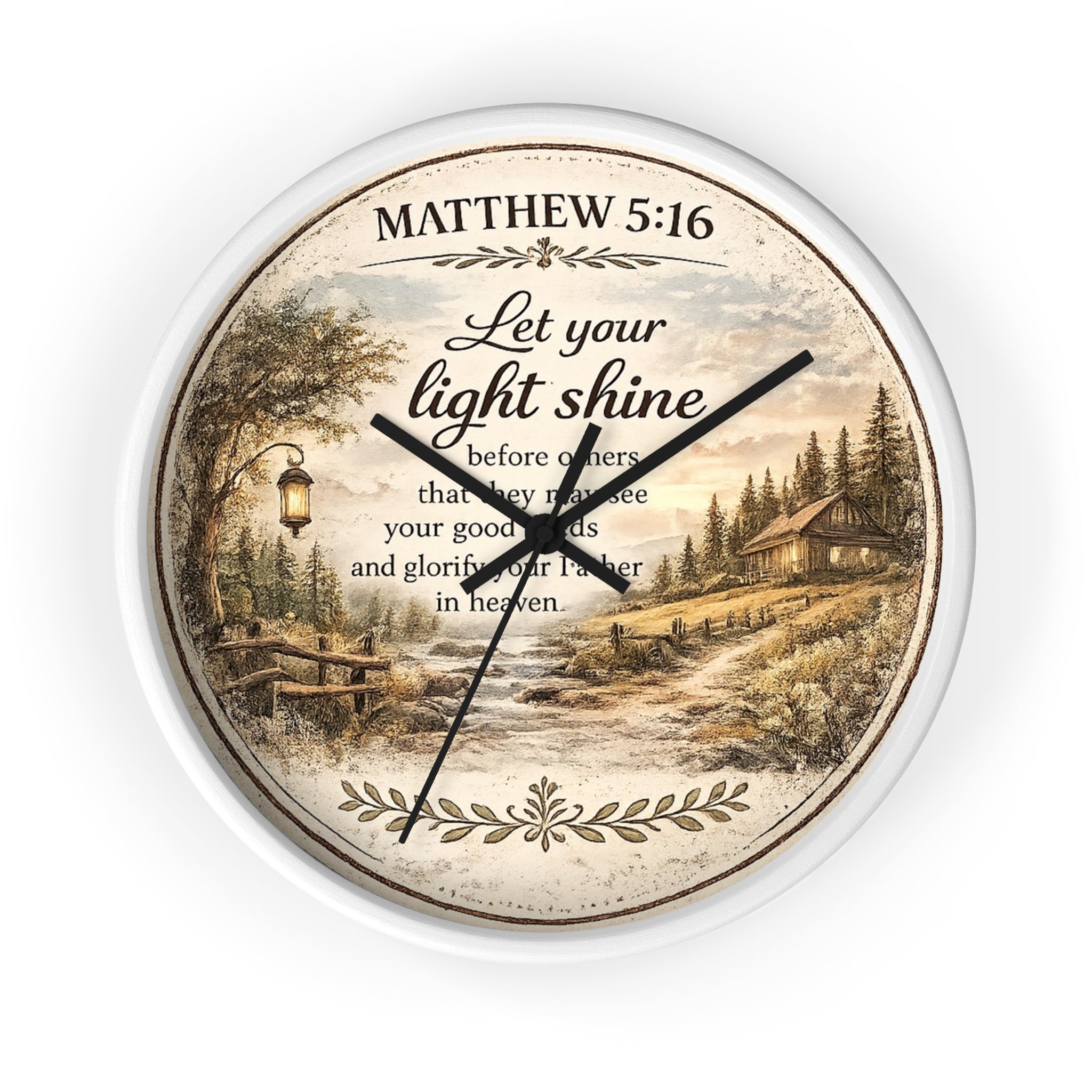 Matthew 5:16 Wall Clock | Let Your Light Shine Christian Clock | Inspirational Faith Home Decor