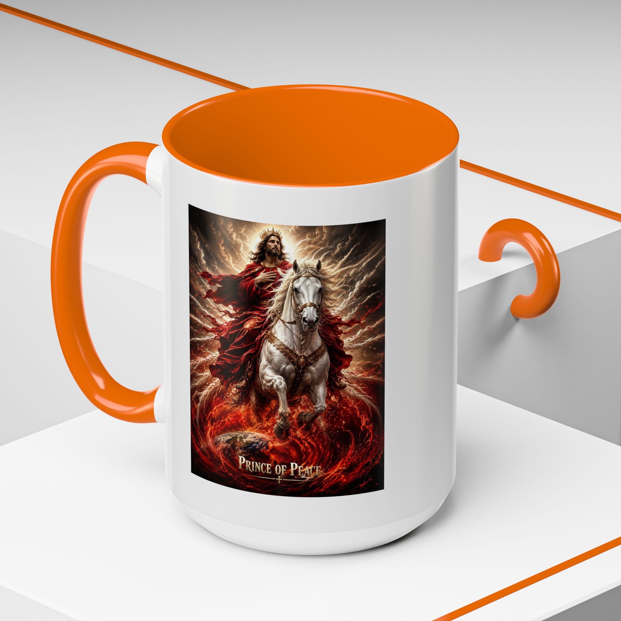 Prince of Peace Coffee Mug | Christian Jesus Rider Accent Mug | Inspirational Faith Gift
