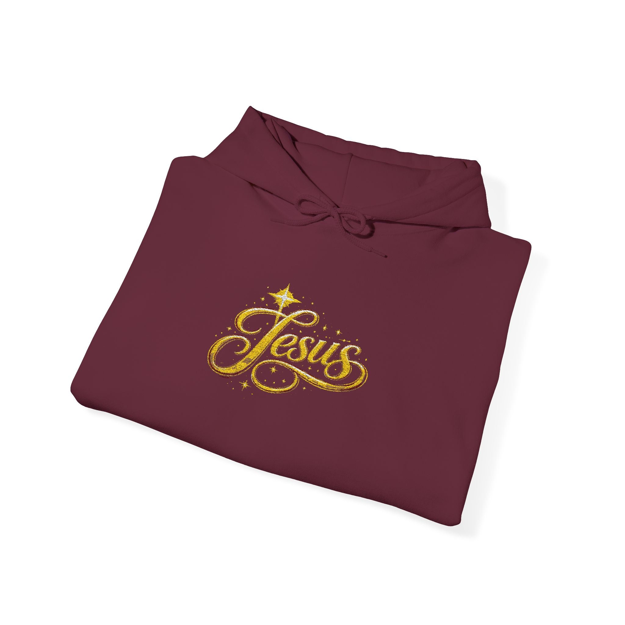 Jesus Gold Script Hoodie – Sparkle Christian Faith Pullover | Inspirational Hoodie