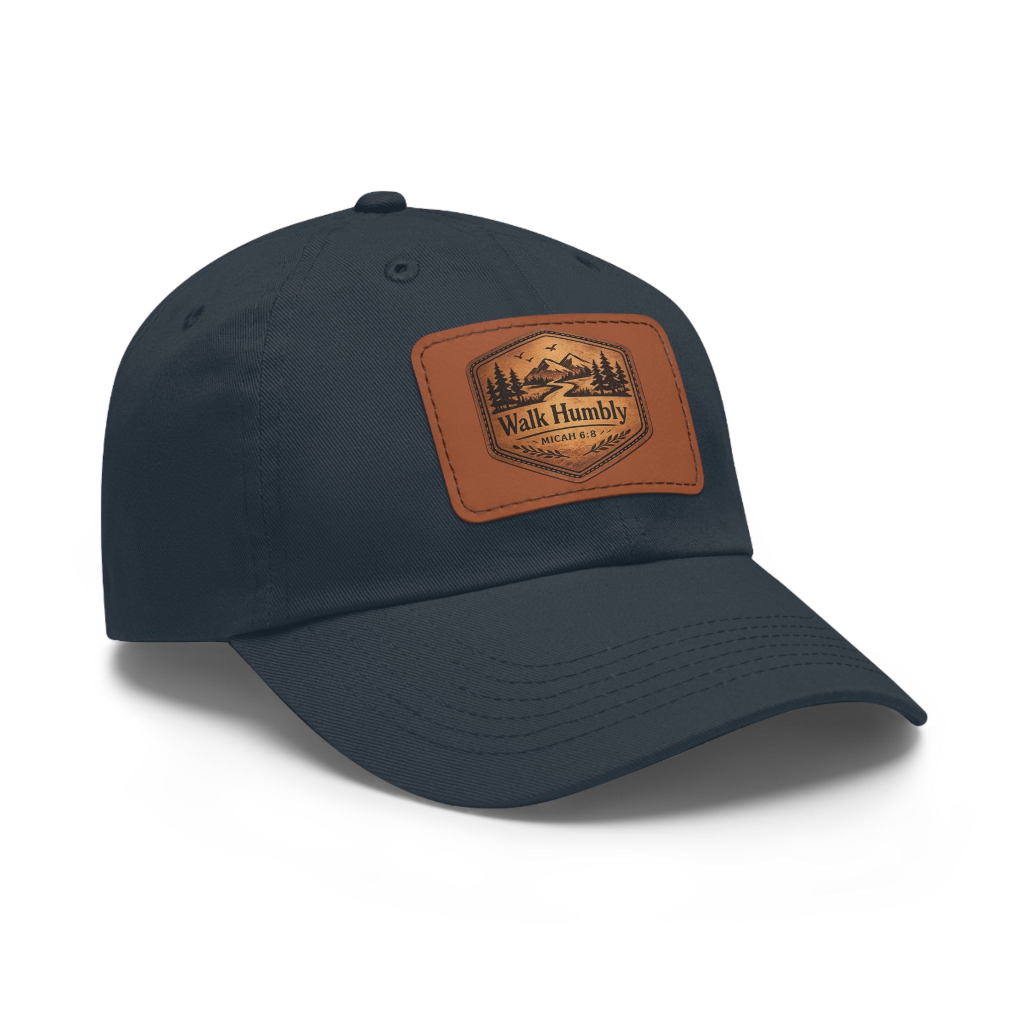 Walk Humbly Leather Patch Dad Hat | Micah 6:8 Christian Outdoor Cap | Faith Freedom Creations