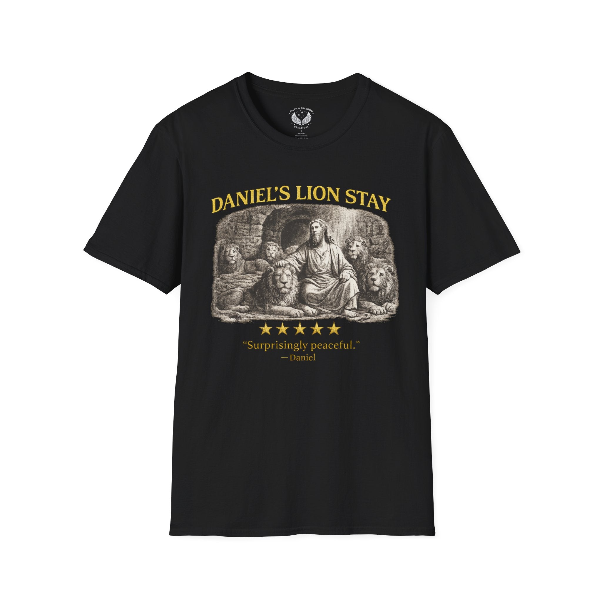 Daniel's Lion Stay Vintage T-Shirt - Biblical Lion Statue Tee