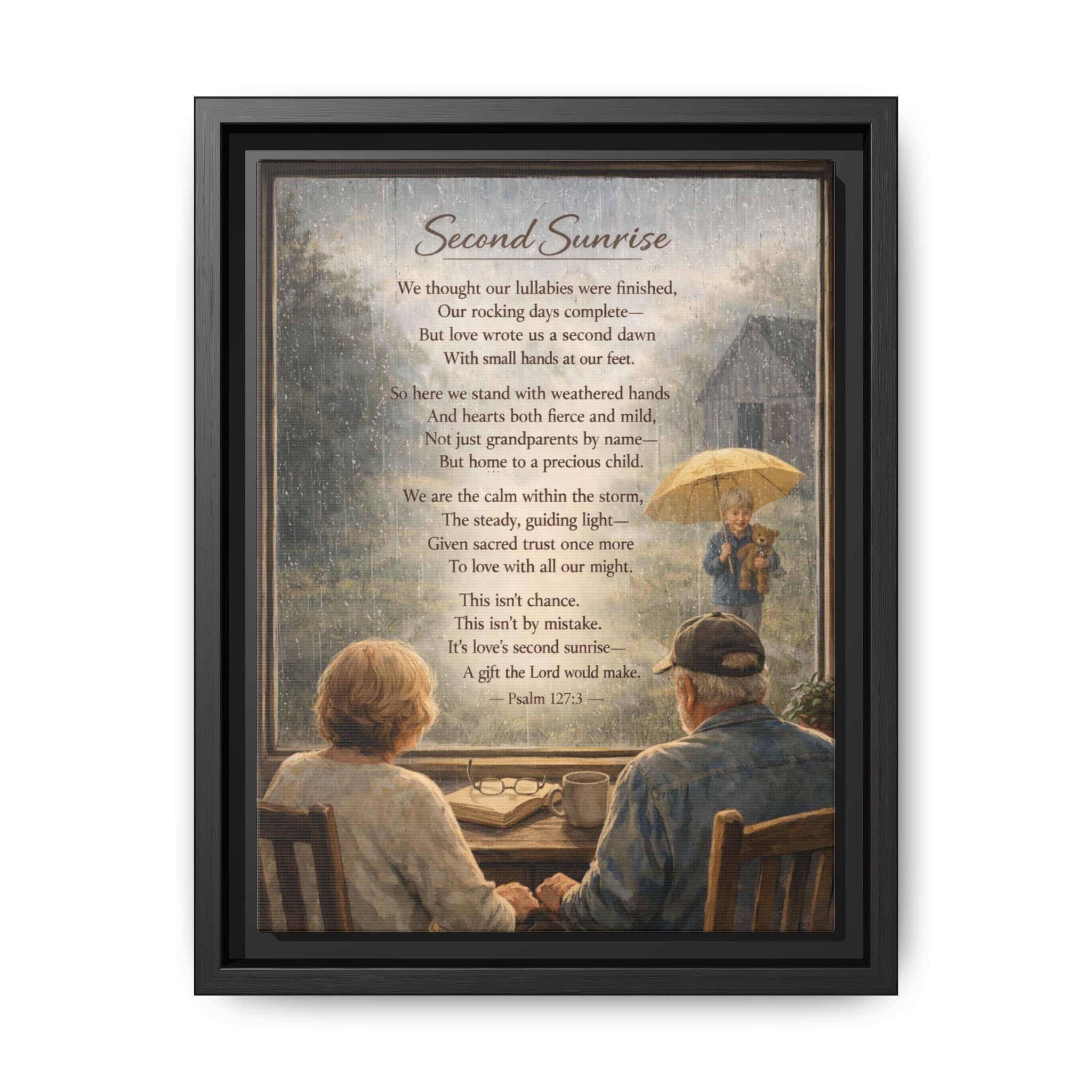 Second Sunrise Framed Canvas Wall Art | Personalized Grandparents Poem | Faith & Family Keepsake