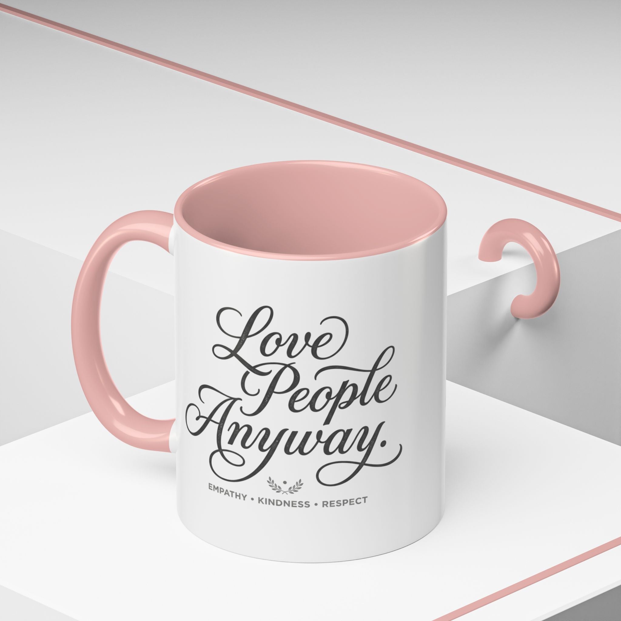 Love People Anyway Accent Coffee Mug | Inspirational Ceramic Mug | Faith Freedom Creations