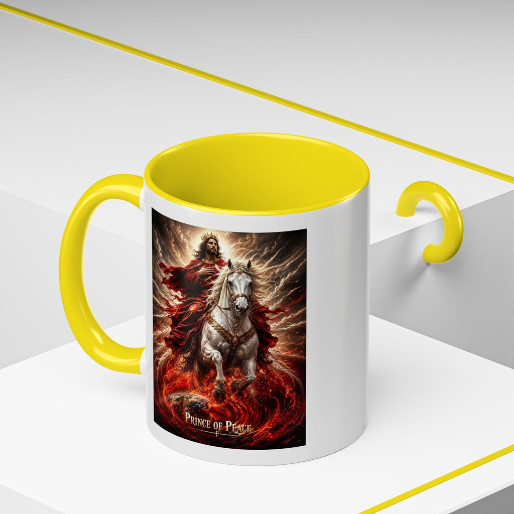 Prince of Peace Coffee Mug | Christian Jesus Rider Accent Mug | Inspirational Faith Gift
