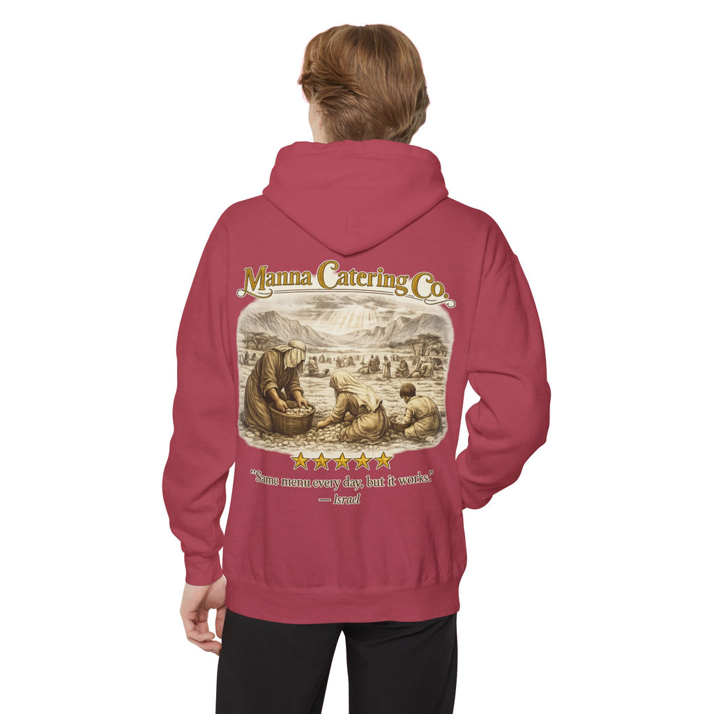 Manna Catering Co. – Hoodie | “Manna Review” Vintage Graphic – Five-Star Faith Series