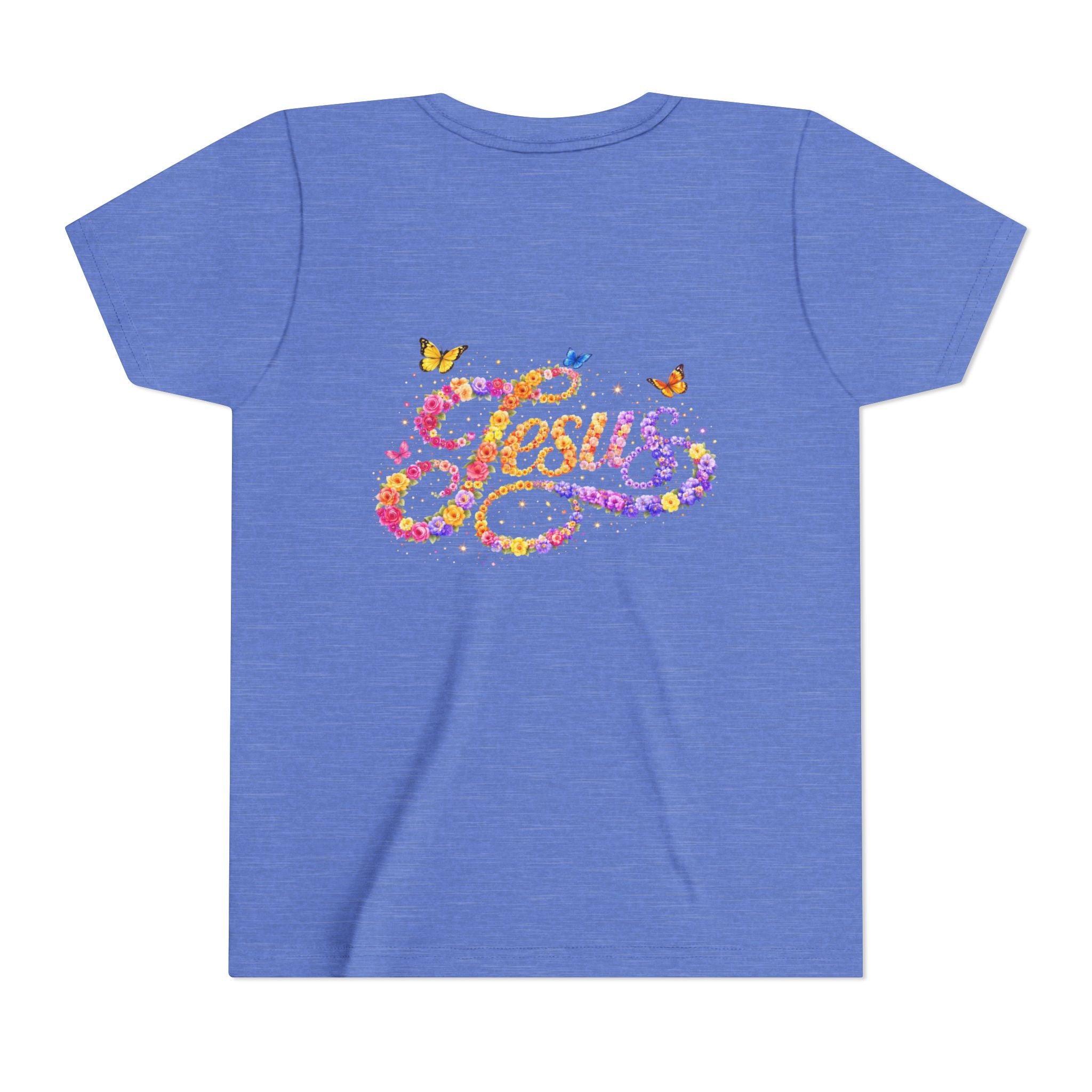 Youth Jesus Floral Script T-Shirt – Butterfly Christian Kids Tee | Faith Youth Shirt