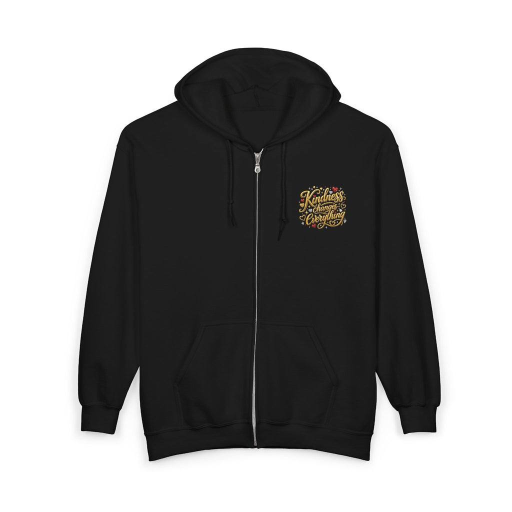 Kindness Changes Everything Zip Hoodie – Inspirational Graphic Full-Zip Sweatshirt