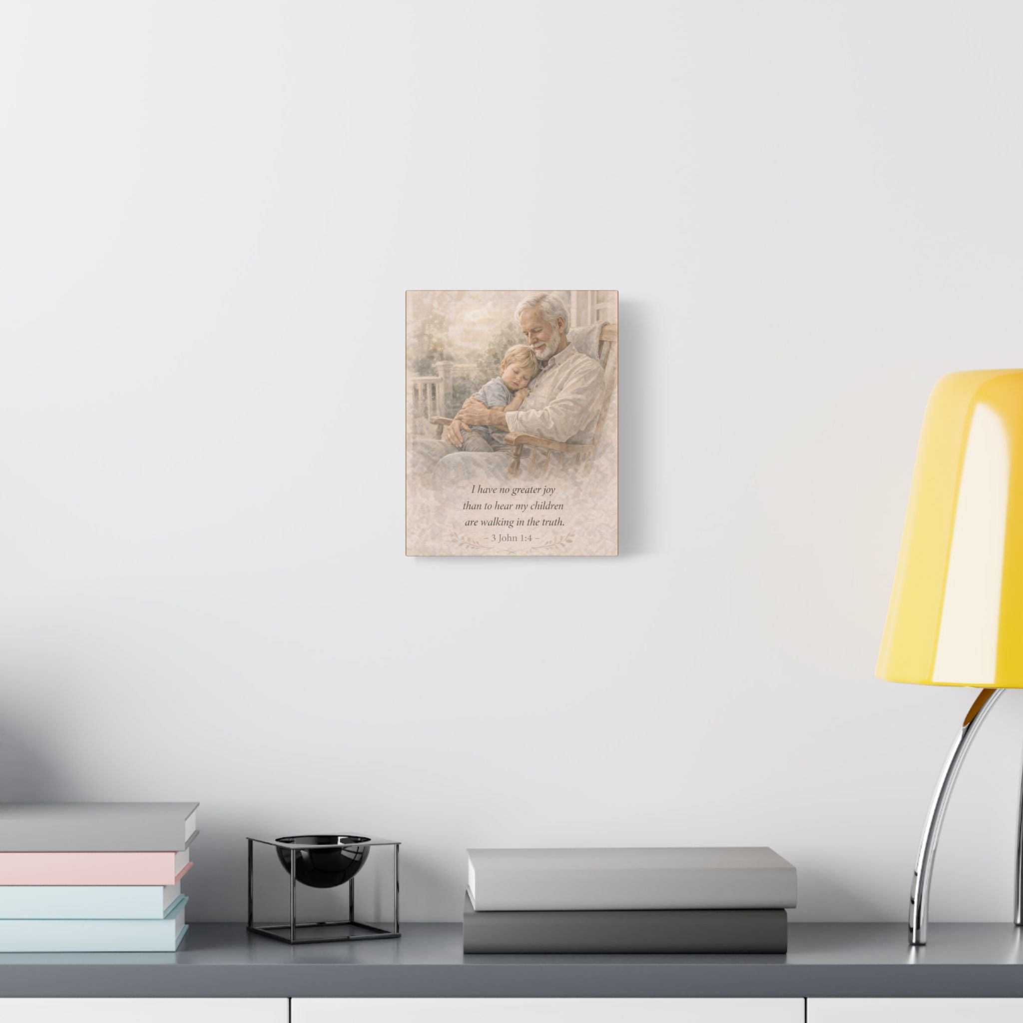 Grandfather and Grandson Canvas Print – 3 John 1:4 Scripture Wall Art | Faith Inspired Family Artwork