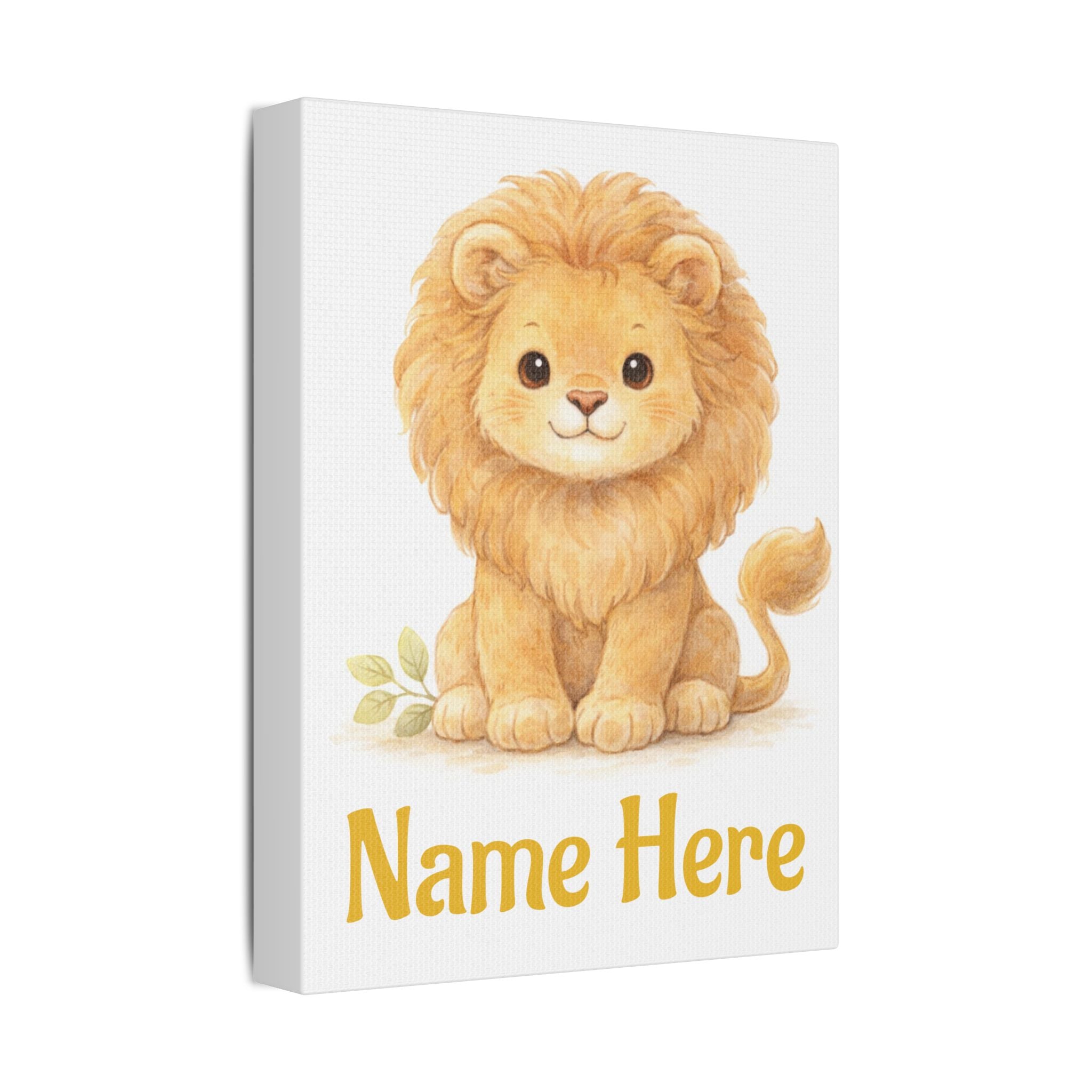 Personalized Baby Lion Canvas — Custom Name Nursery Wall Art