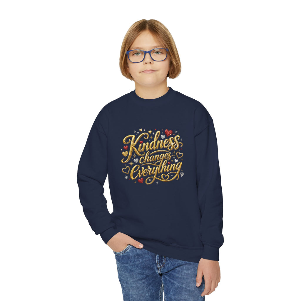 Kindness Changes Everything Youth Crewneck Sweatshirt – Inspirational Kids Pullove
