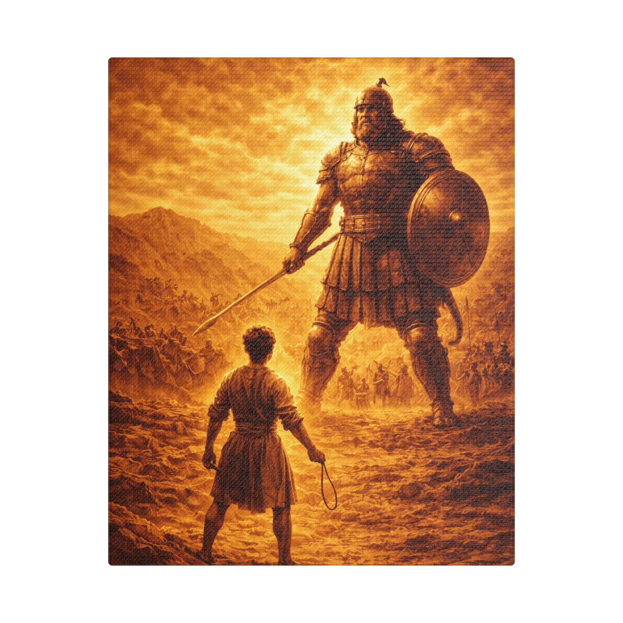 David and Goliath – Religious Biblical Wall Art Canvas Print