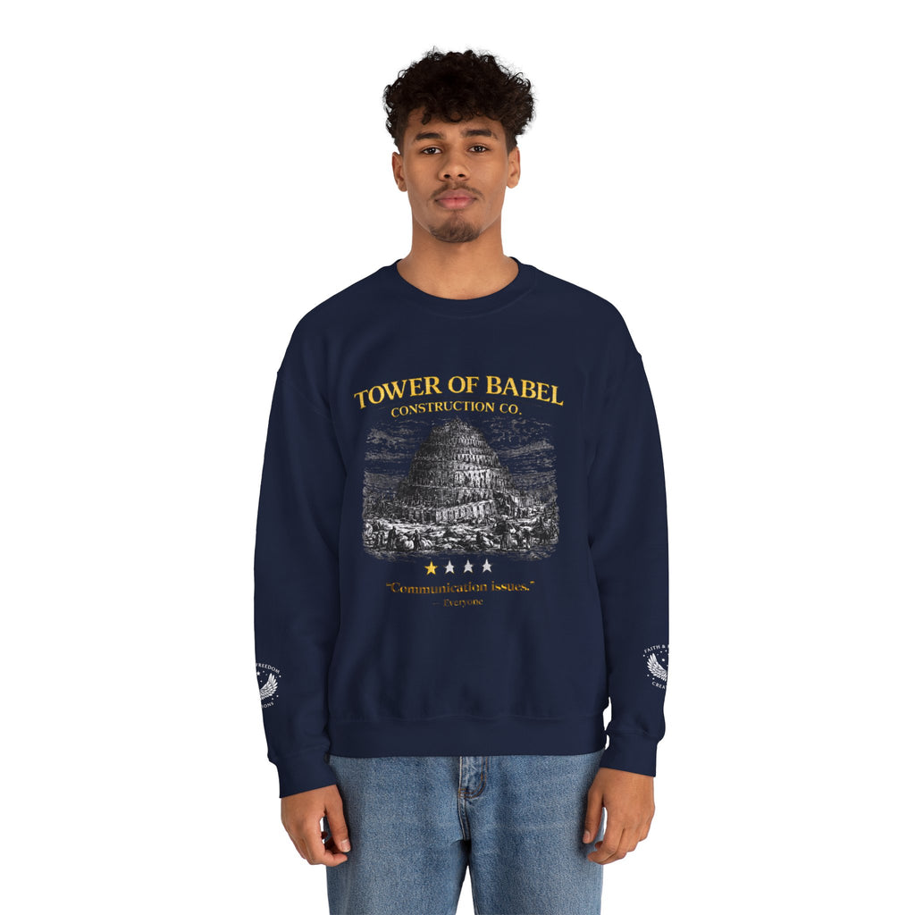 Tower of Babel – Crewneck Sweatshirt | “Review” Vintage Graphic – Five-Star Faith Series